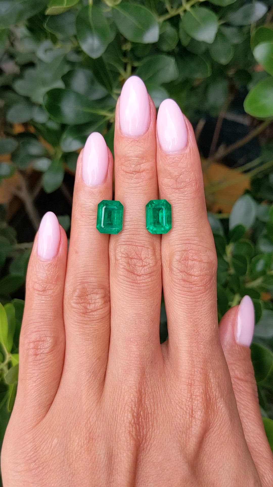 7.42&nbsp;Ct.Tw.Total Carat Weight Emerald Pair from Zambia Size Video