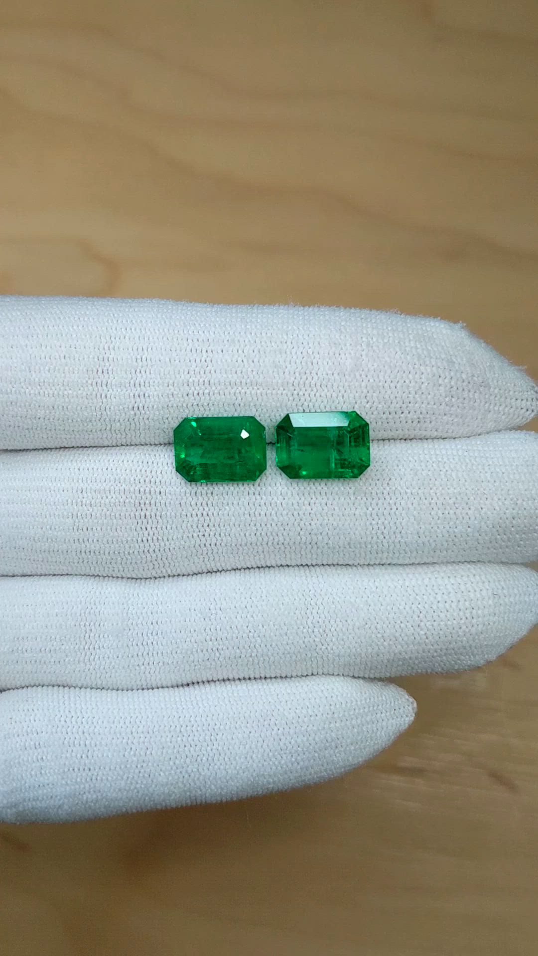 8.36 Ct.Tw.Total Carat Weight Emerald Pair from Zambia Size Video