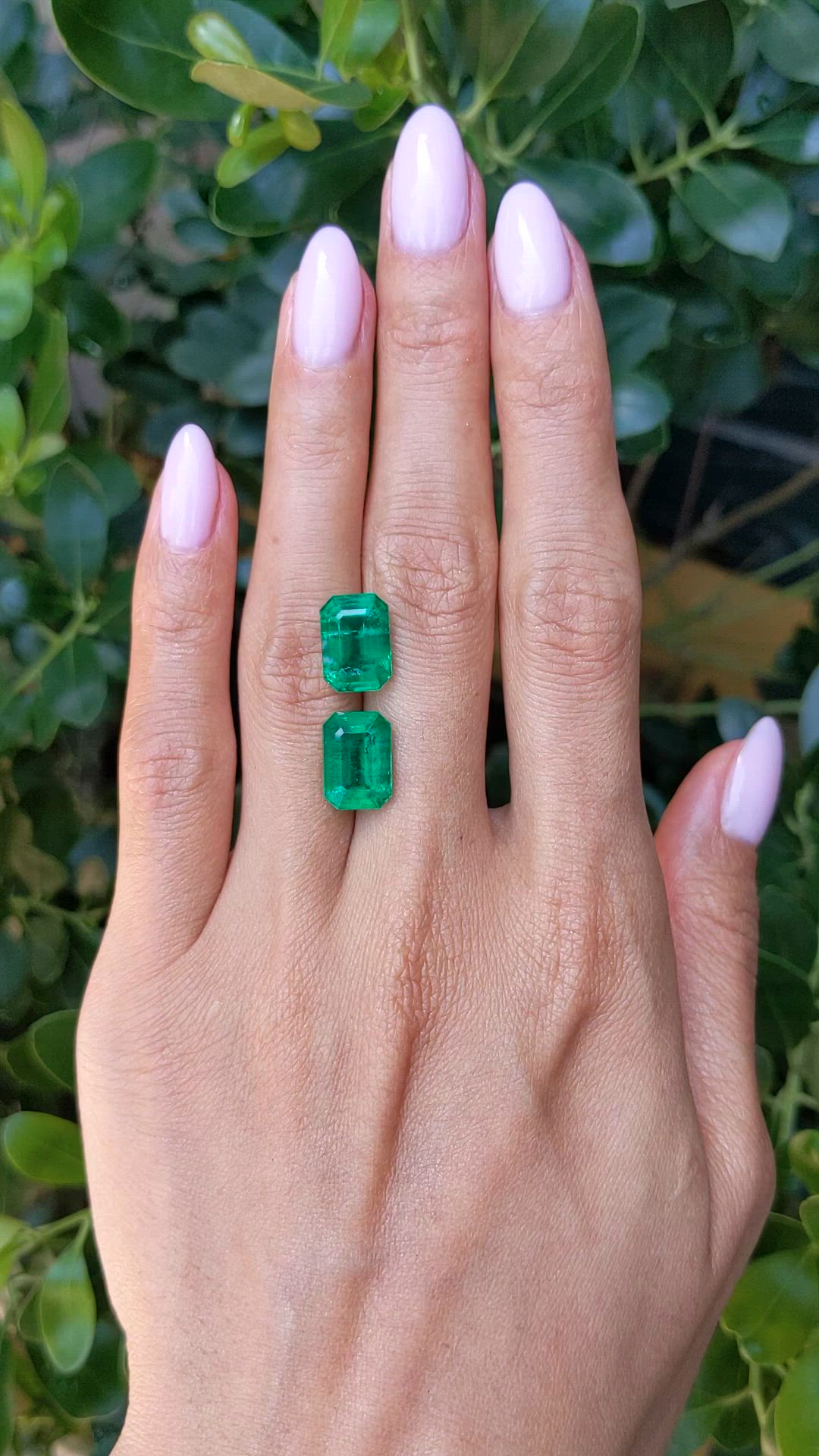 8.36 Ct.Tw.Total Carat Weight Emerald Pair from Zambia Size Video