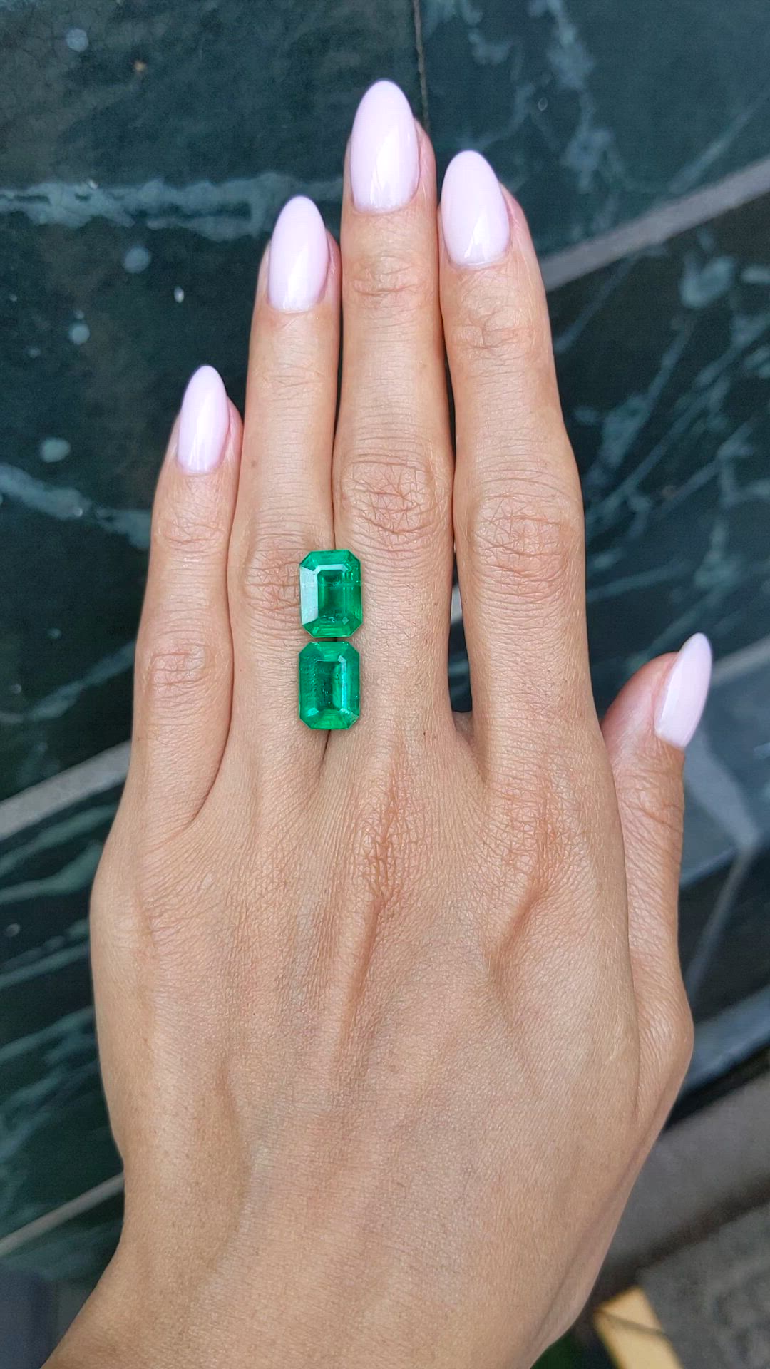 8.36 Ct.Tw.Total Carat Weight Emerald Pair from Zambia Size Video