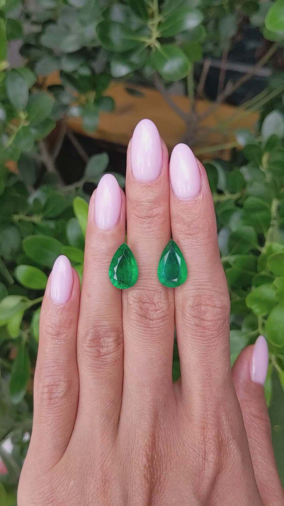 9.20 Ct.Tw.Total Carat Weight Emerald Pair from Zambia Size Video