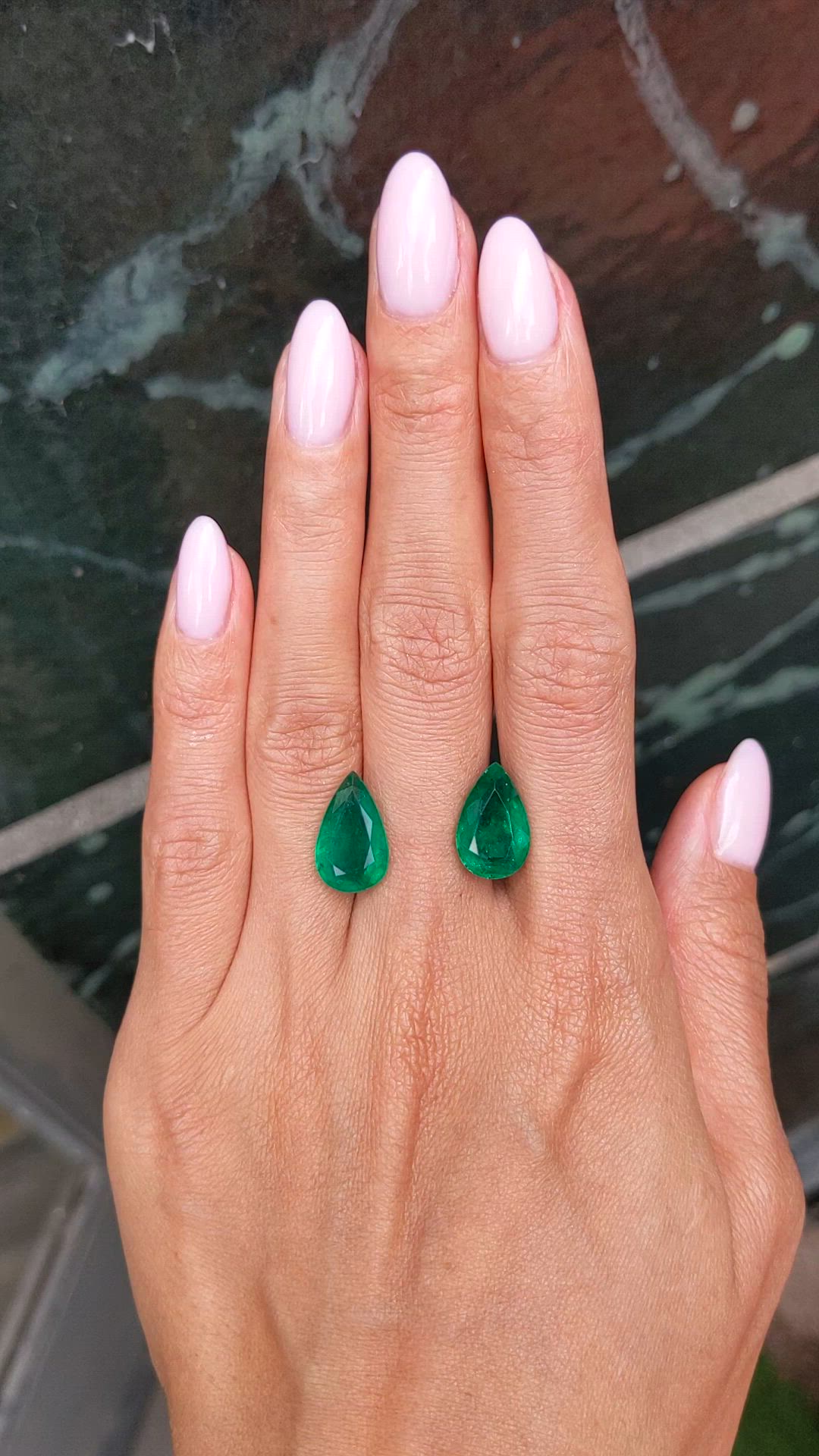 9.20 Ct.Tw.Total Carat Weight Emerald Pair from Zambia Size Video