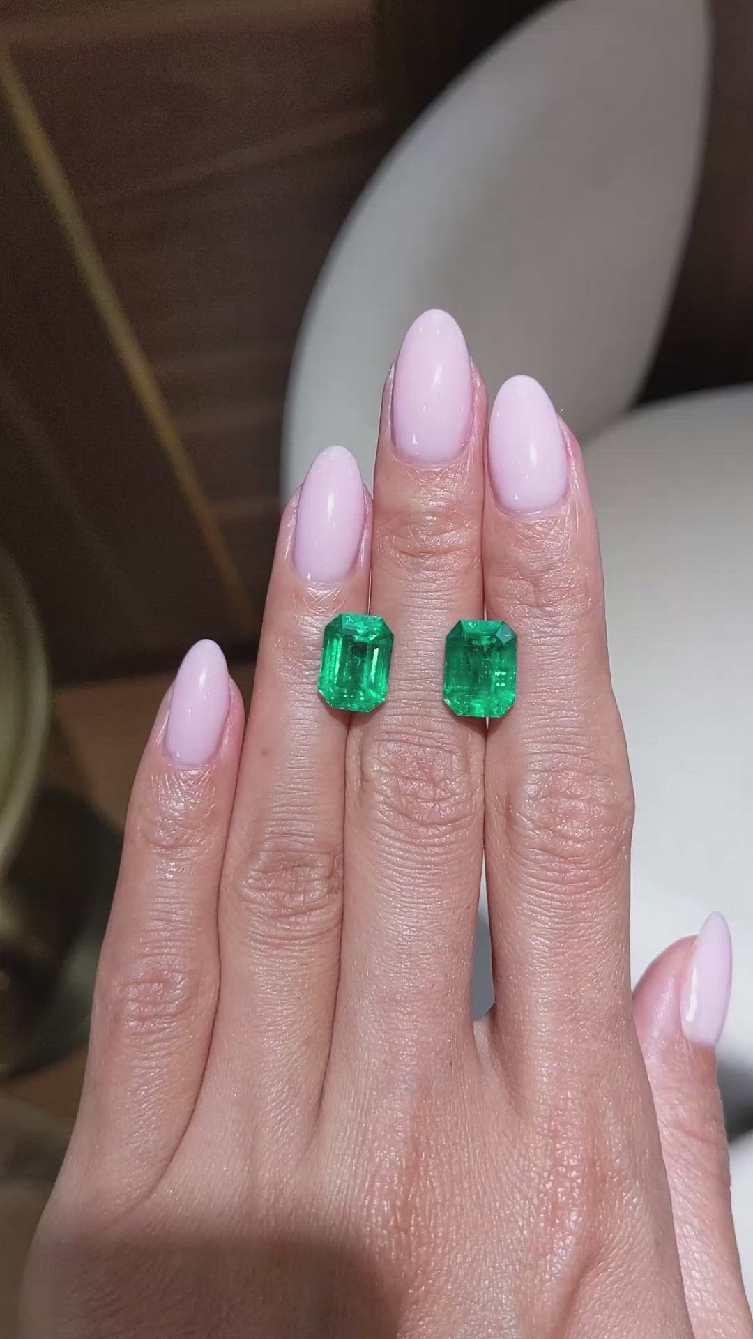 9.33 Ct.Tw.Total Carat Weight Emerald Pair from Zambia Size Video