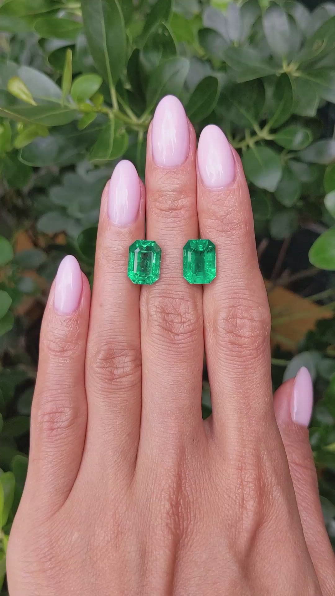 9.33 Ct.Tw.Total Carat Weight Emerald Pair from Zambia Size Video