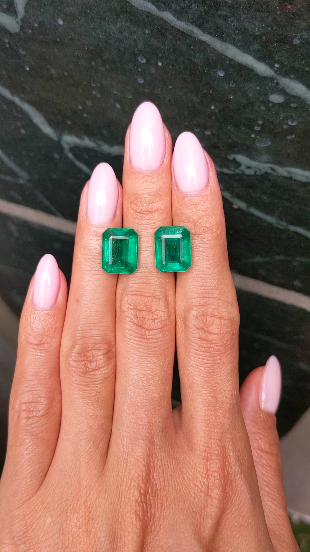 10.75 Ct.Tw.Total Carat Weight Emerald Pair from Zambia Size Video