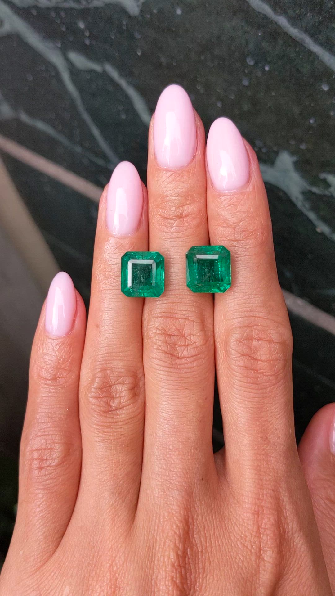 11.72&nbsp;Ct.Tw.Total Carat Weight Emerald Pair from Zambia Size Video