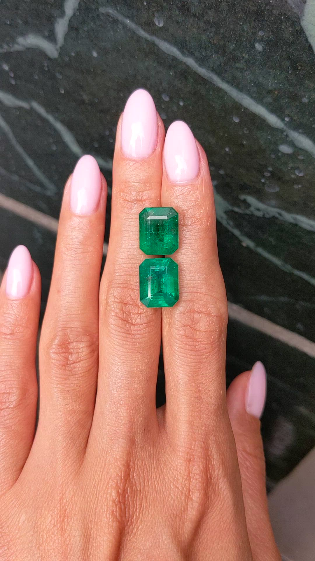 14.86&nbsp;Ct.Tw.Total Carat Weight Emerald Pair from Zambia Size Video