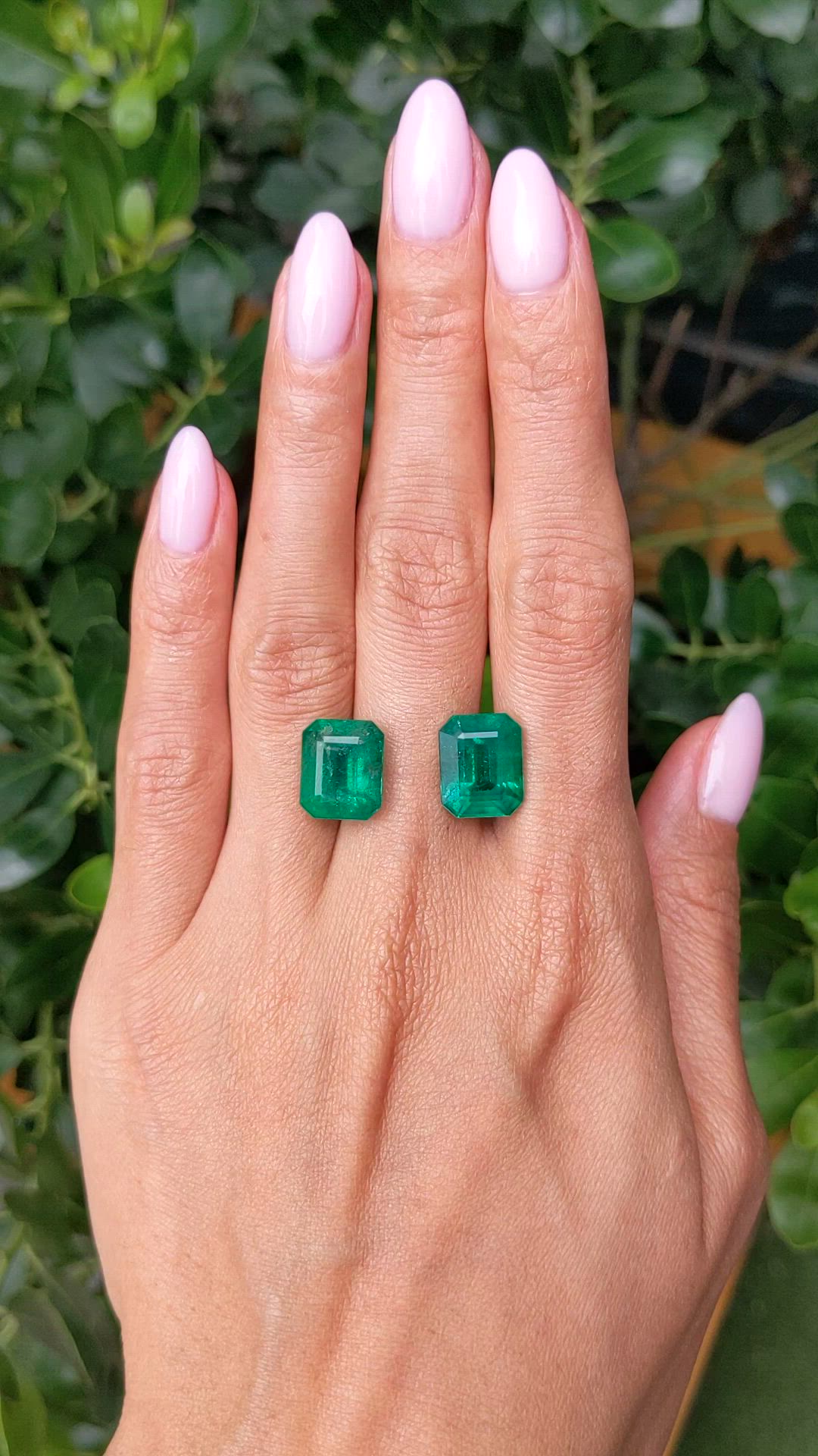 14.86&nbsp;Ct.Tw.Total Carat Weight Emerald Pair from Zambia Size Video