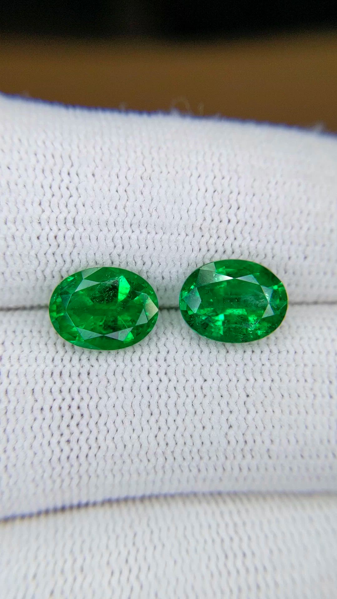 3.69 Ct.Tw.Total Carat Weight Emerald Pair from Zambia Size Video