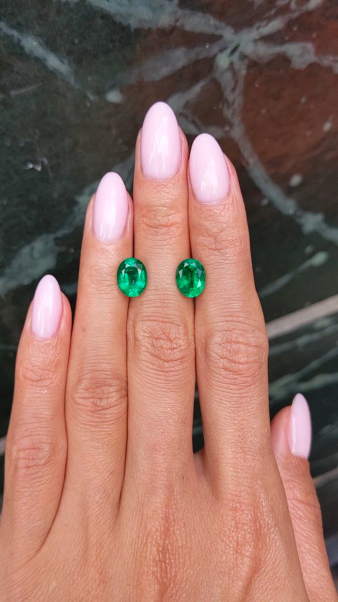 3.69 Ct.Tw.Total Carat Weight Emerald Pair from Zambia Size Video