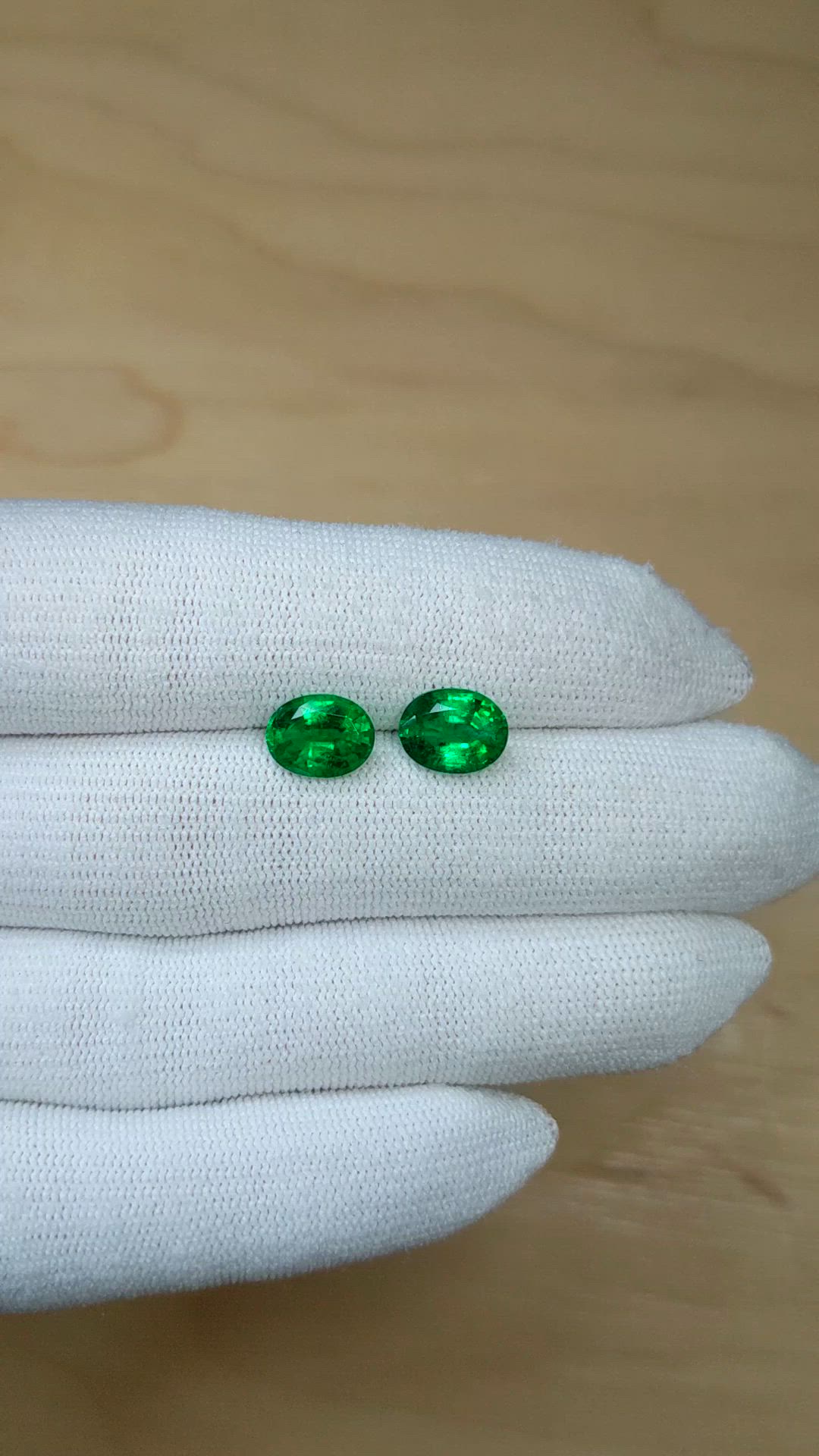 3.69 Ct.Tw.Total Carat Weight Emerald Pair from Zambia Size Video