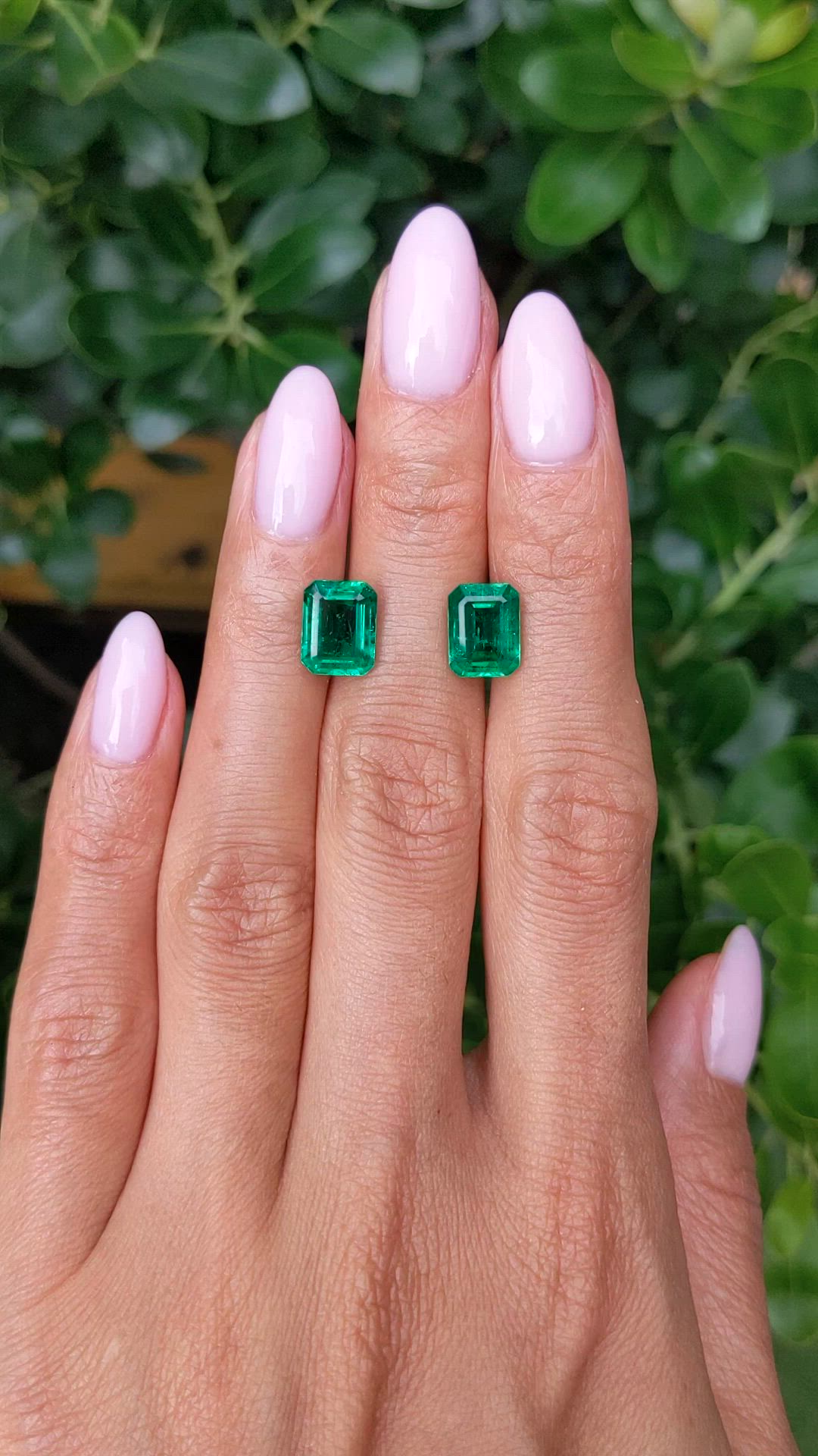5.06&nbsp;Ct.Tw.Total Carat Weight Emerald Pair from Zambia Size Video