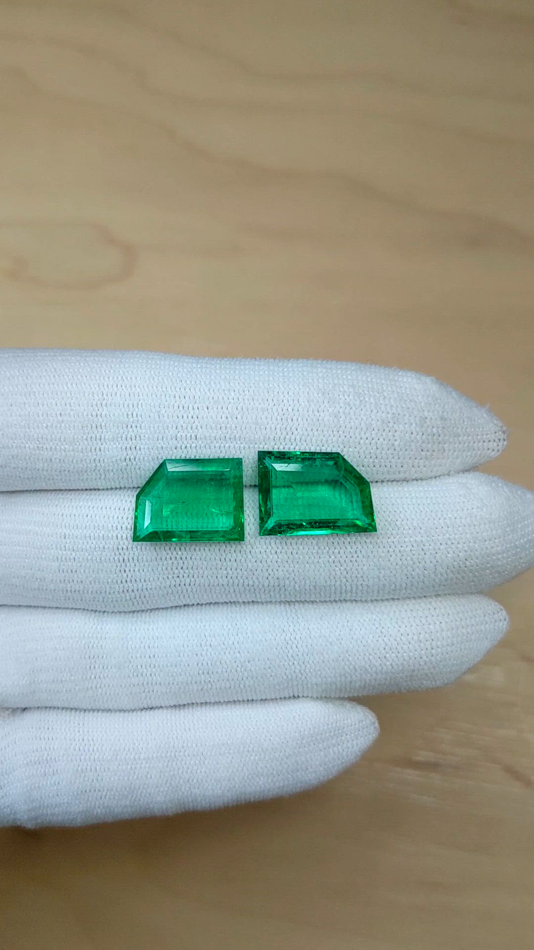 14.49 Ct.Tw.Total Carat Weight Emerald Pair from Zambia Size Video
