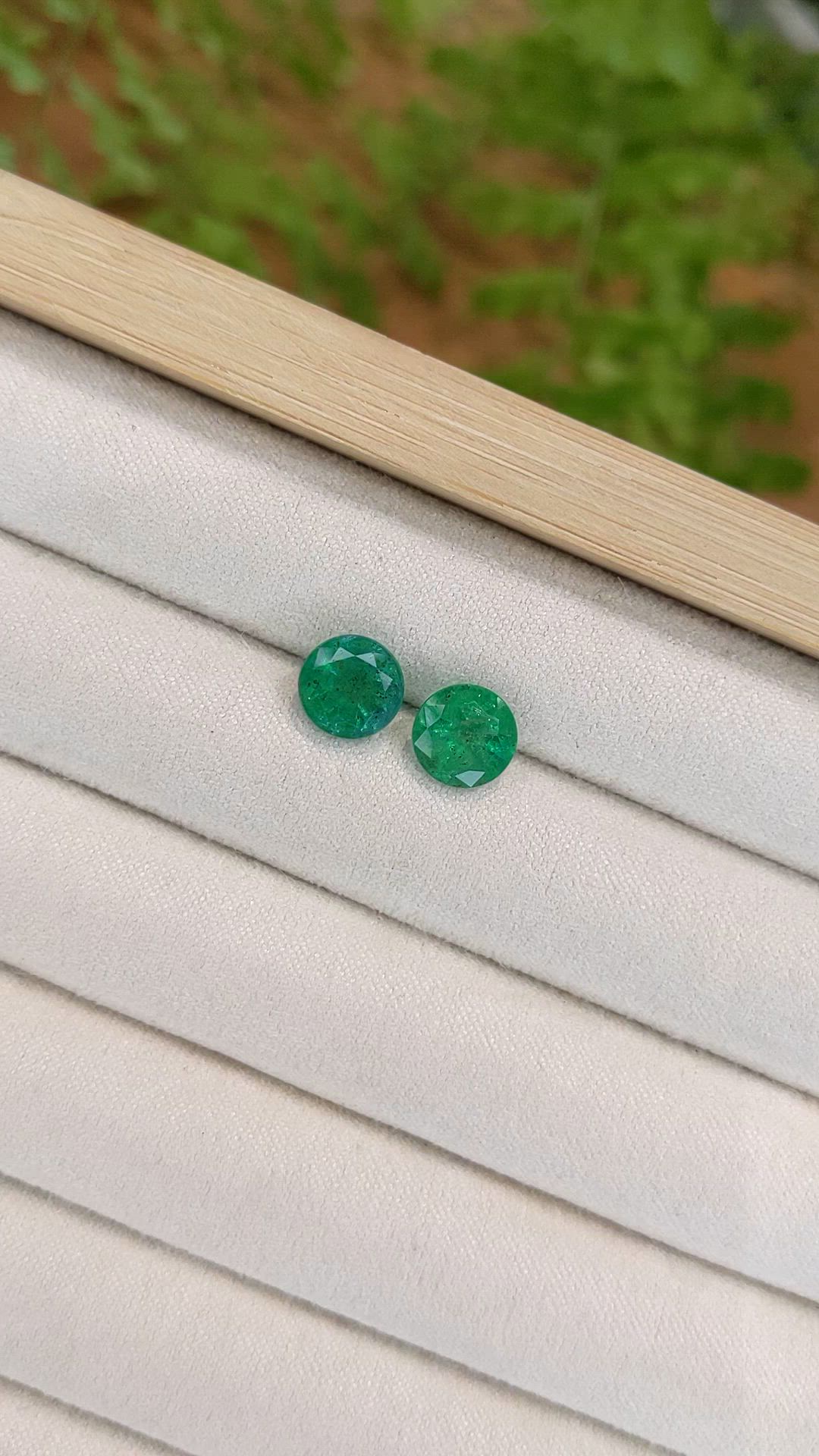 3.81 Ct.Tw.Total Carat Weight Emerald Pair from Zambia Size Video
