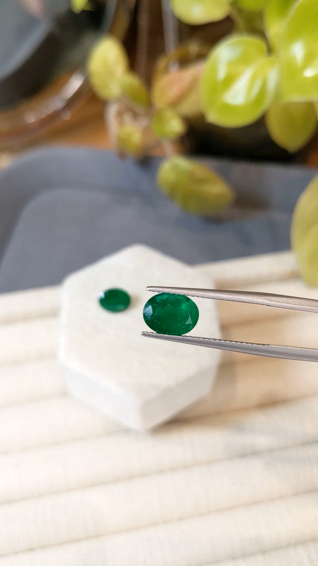 3.68 Ct.Tw.Total Carat Weight Emerald Pair from Zambia Size Video