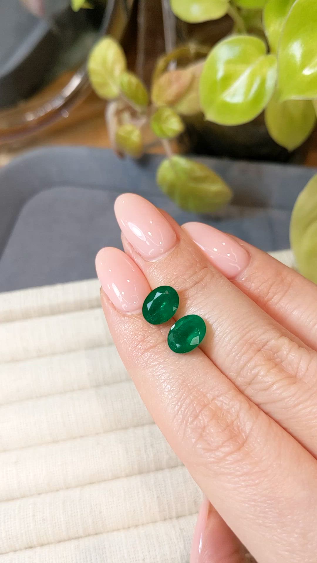 3.68 Ct.Tw.Total Carat Weight Emerald Pair from Zambia Size Video