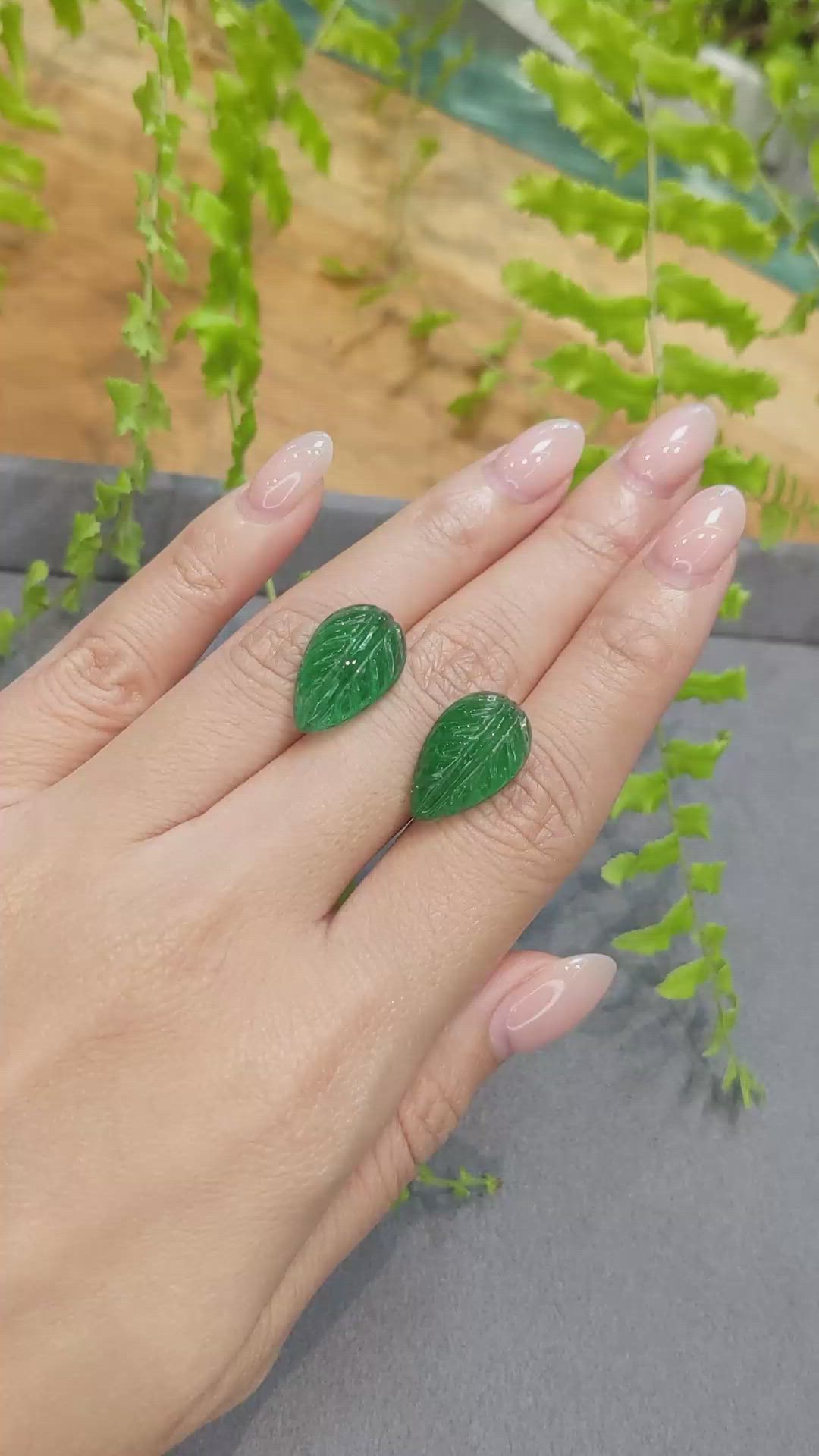 17.33&nbsp;Ct.Tw.Total Carat Weight Emerald Pair from Zambia Size Video