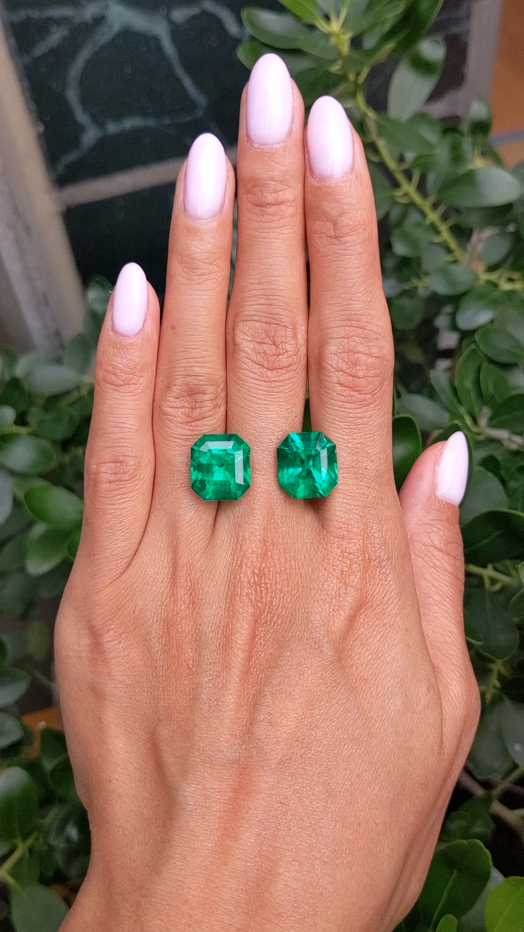 16.80&nbsp;Ct.Tw.Total Carat Weight Emerald Pair from Colombia Size Video