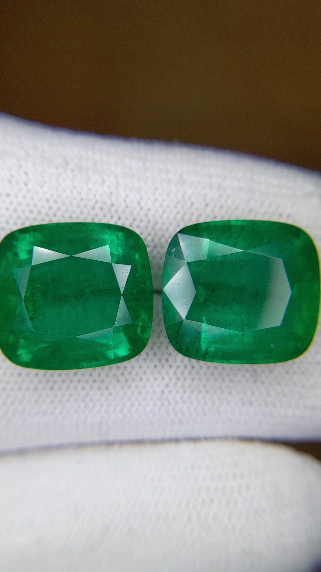 24.28&nbsp;Ct.Tw.Total Carat Weight Emerald Pair from Colombia Size Video
