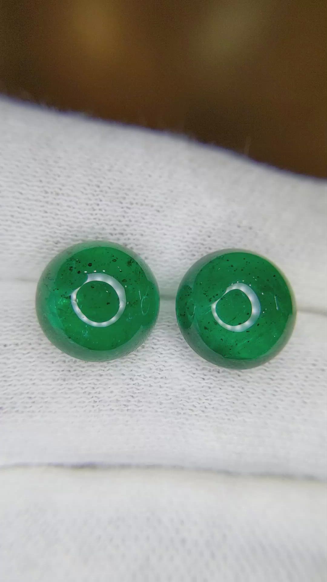 11.95 Ct.Tw.Total Carat Weight Cabochon Emerald Pair from Zambia Size Video