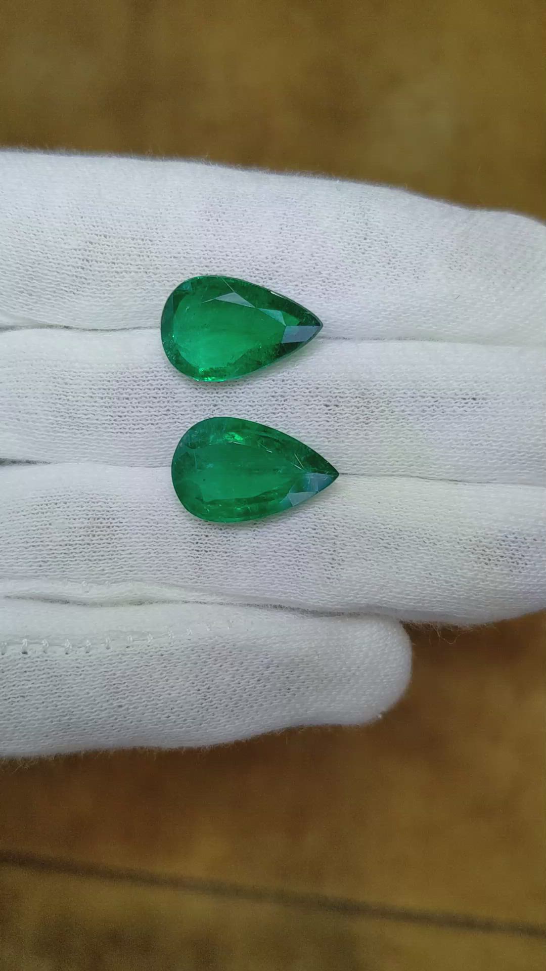 11.74&nbsp;Ct.Tw.Total Carat Weight Emerald Pair from Zambia Size Video