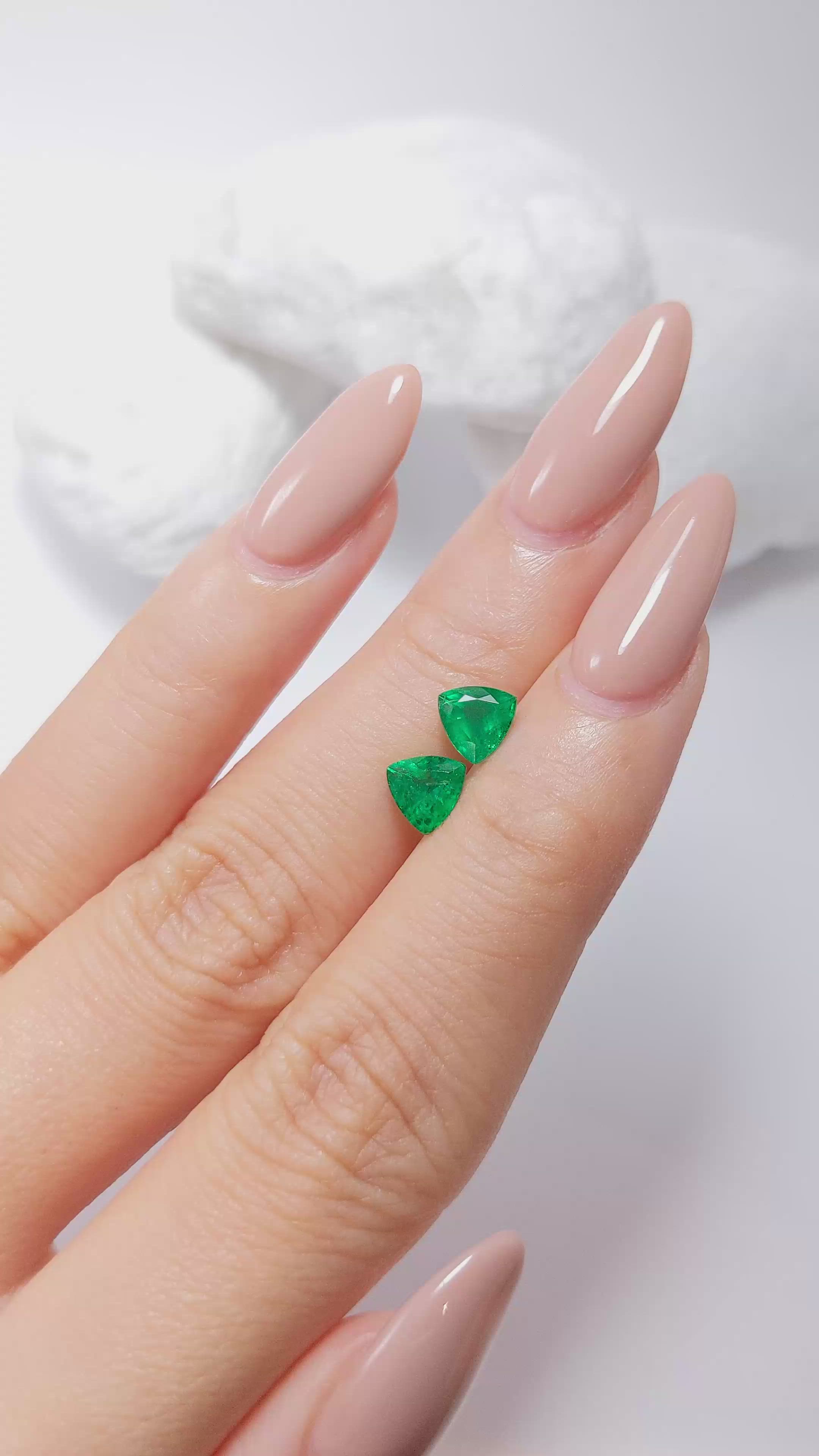 1.40 Ct.Tw.Total Carat Weight Emerald Pair from Brazil Size Video