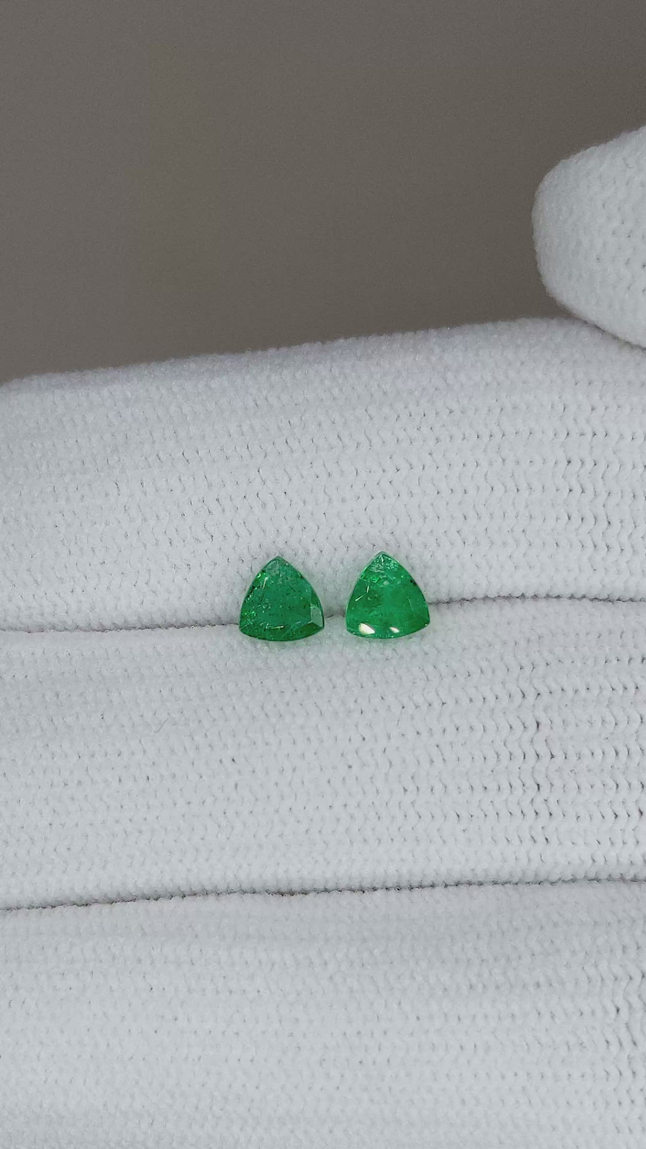 0.59 Ct.Tw.Total Carat Weight Emerald Pair from Zambia Size Video