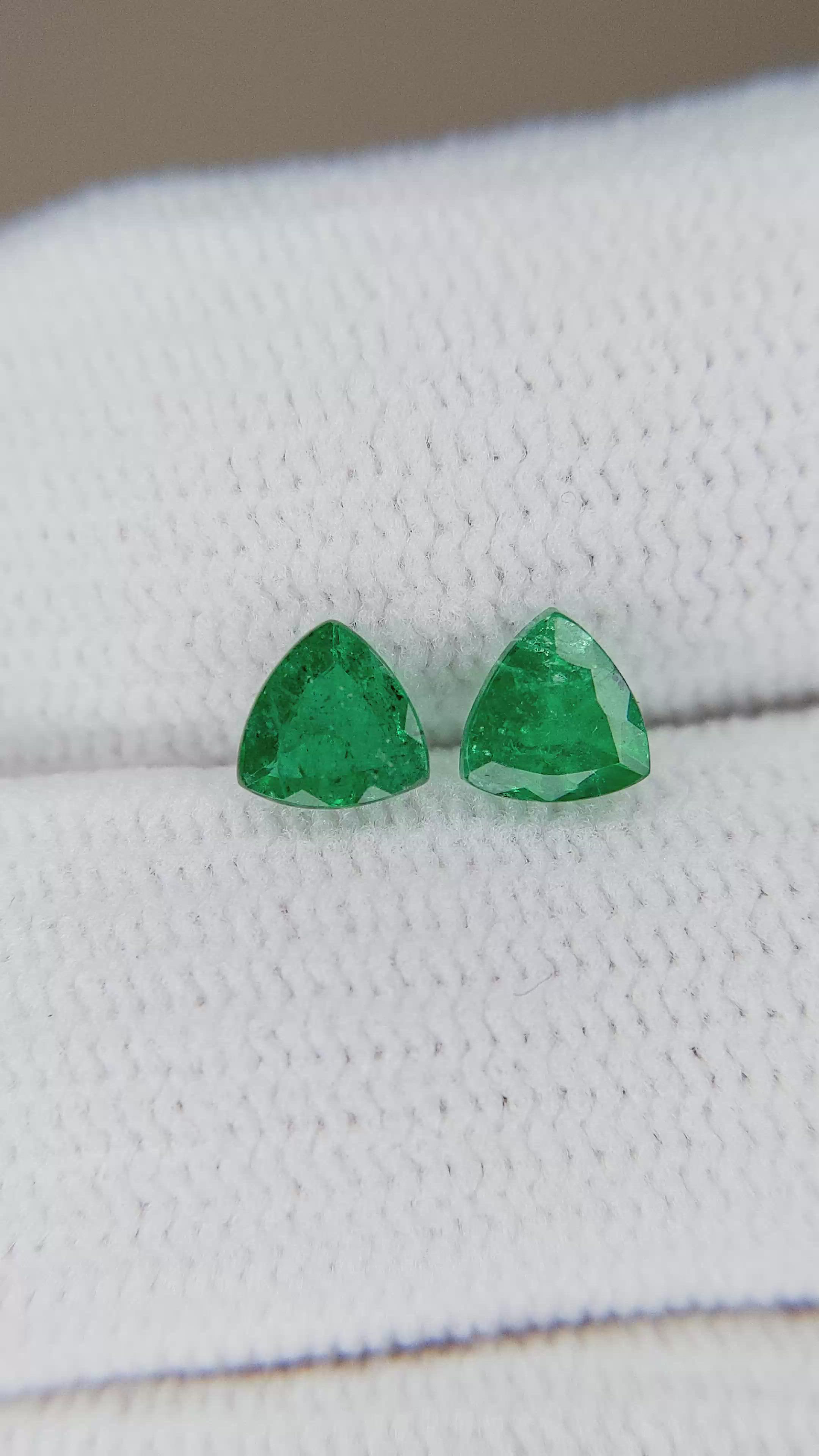 0.59 Ct.Tw.Total Carat Weight Emerald Pair from Zambia Size Video