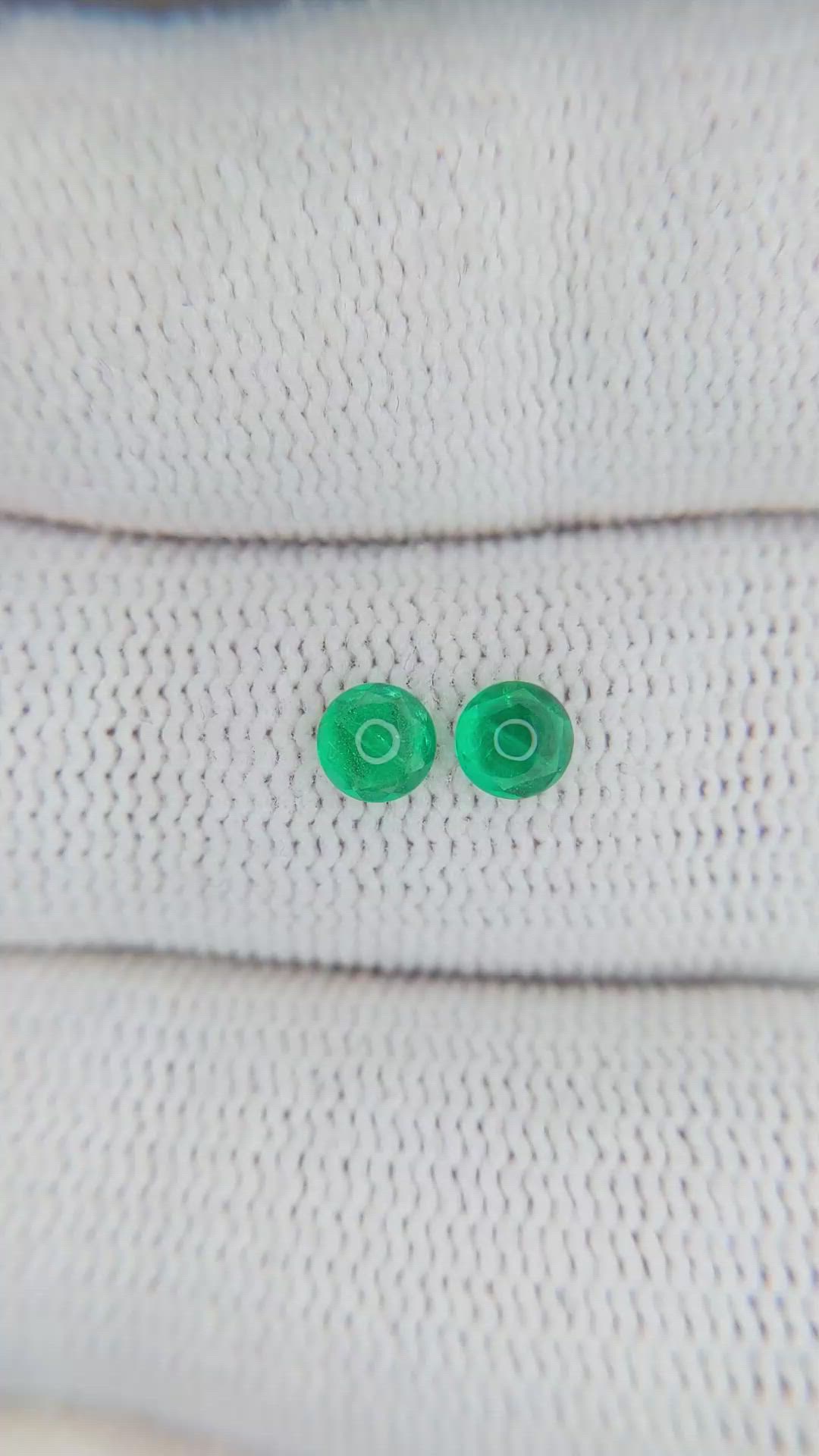 0.35 Ct.Tw.Total Carat Weight Cabochon Emerald Pair from Brazil Size Video