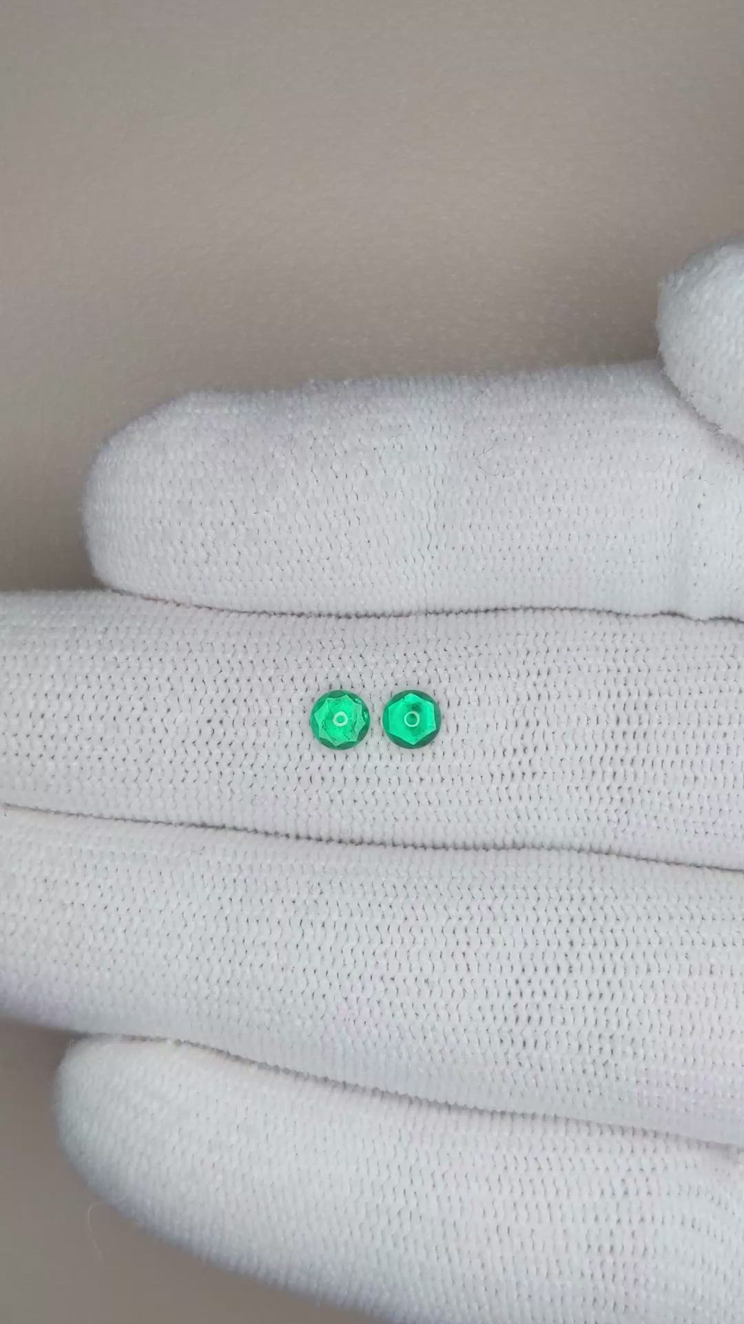 0.35 Ct.Tw.Total Carat Weight Cabochon Emerald Pair from Brazil Size Video