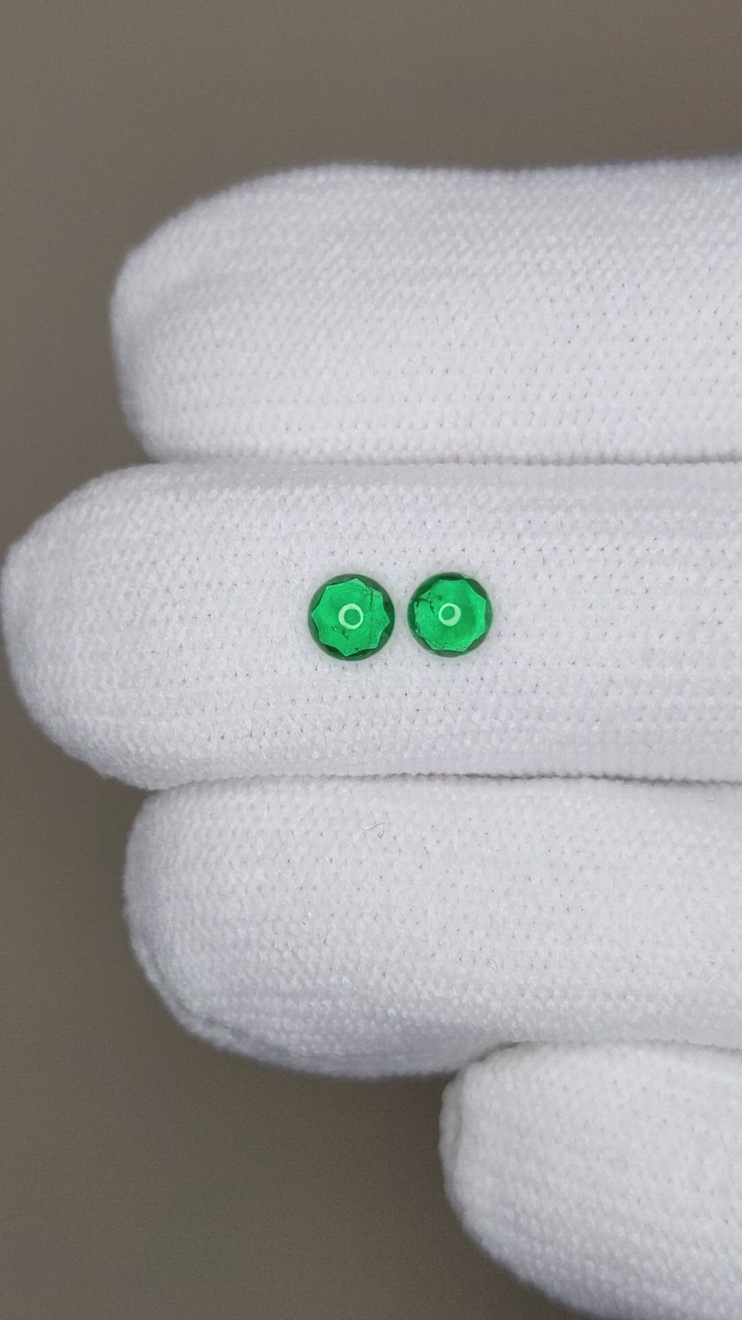 0.39 Ct.Tw.Total Carat Weight Cabochon Emerald Pair from Brazil Size Video