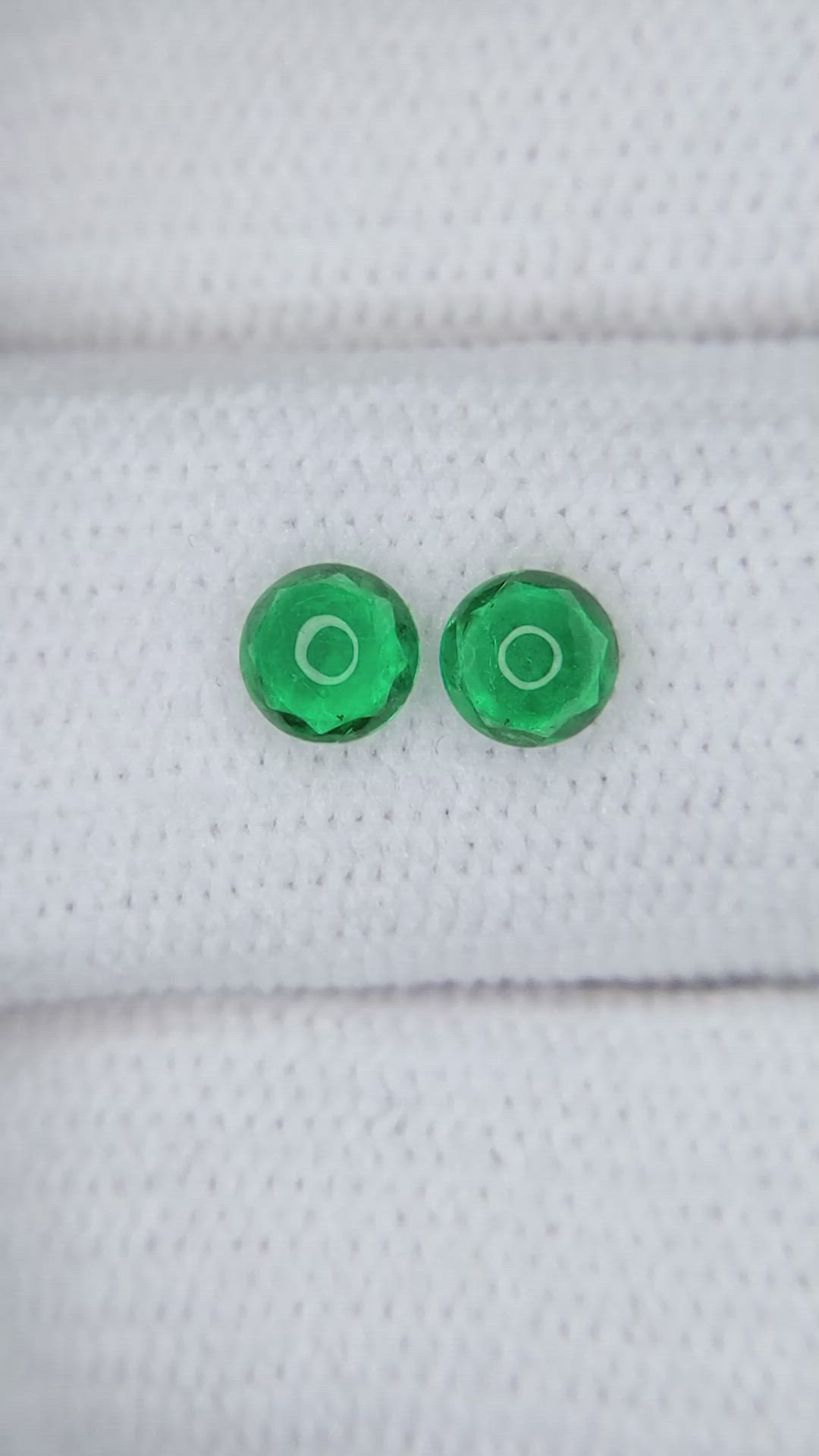 0.39 Ct.Tw.Total Carat Weight Cabochon Emerald Pair from Brazil Size Video