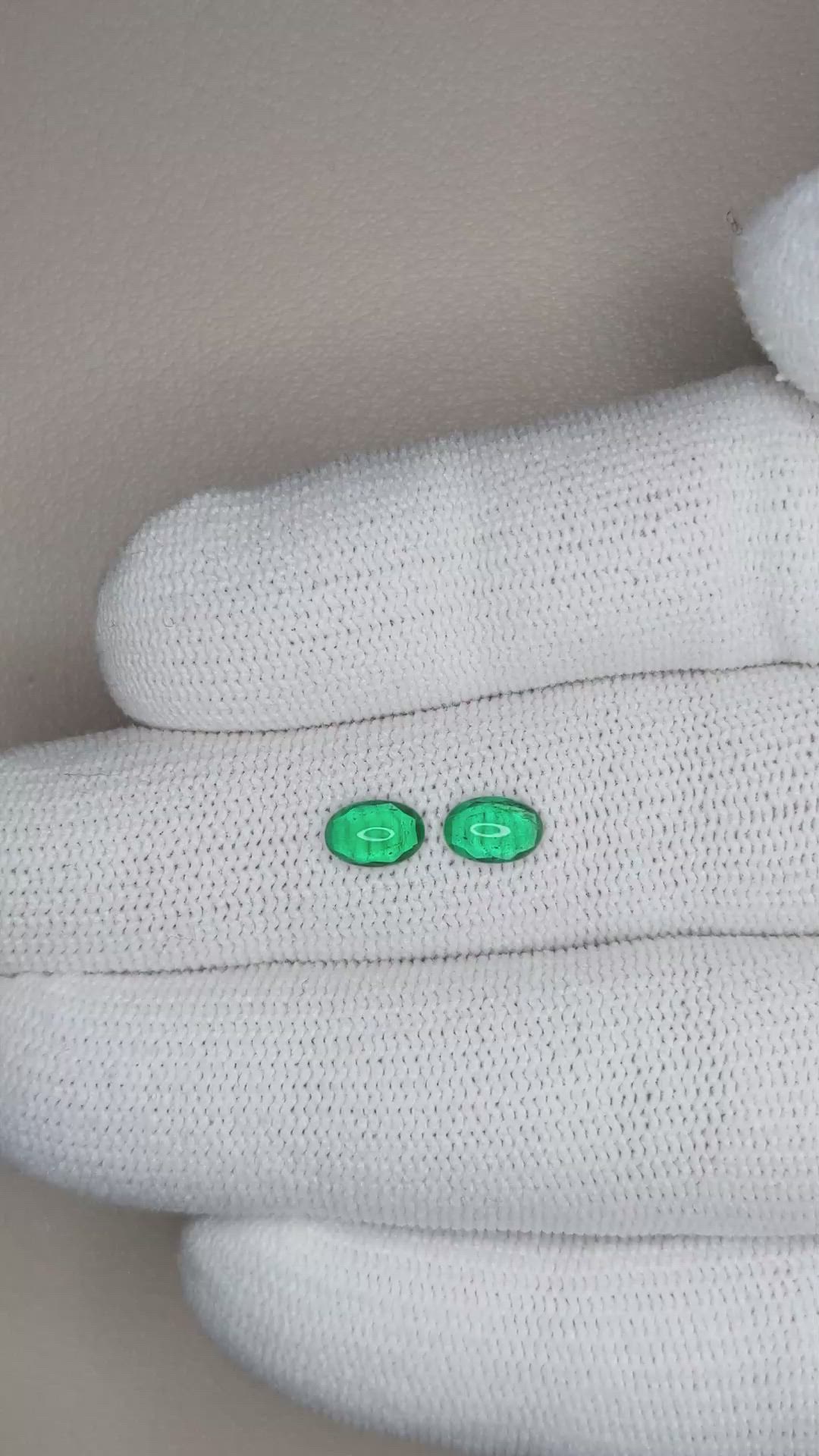 0.74 Ct.Tw.Total Carat Weight Cabochon Emerald Pair from Brazil Size Video