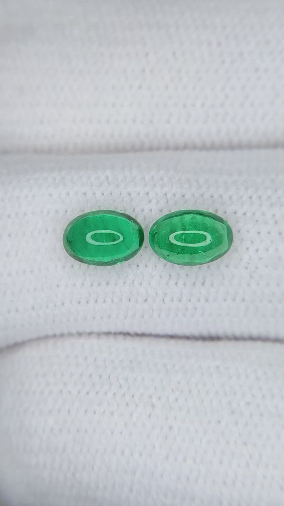 0.76 Ct.Tw.Total Carat Weight Cabochon Emerald Pair from Brazil Size Video