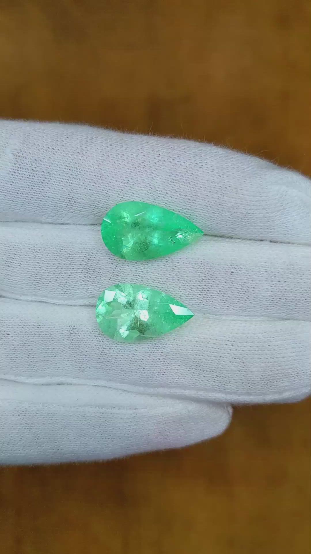11.86 Ct.Tw.Total Carat Weight Emerald Pair from Colombia Size Video