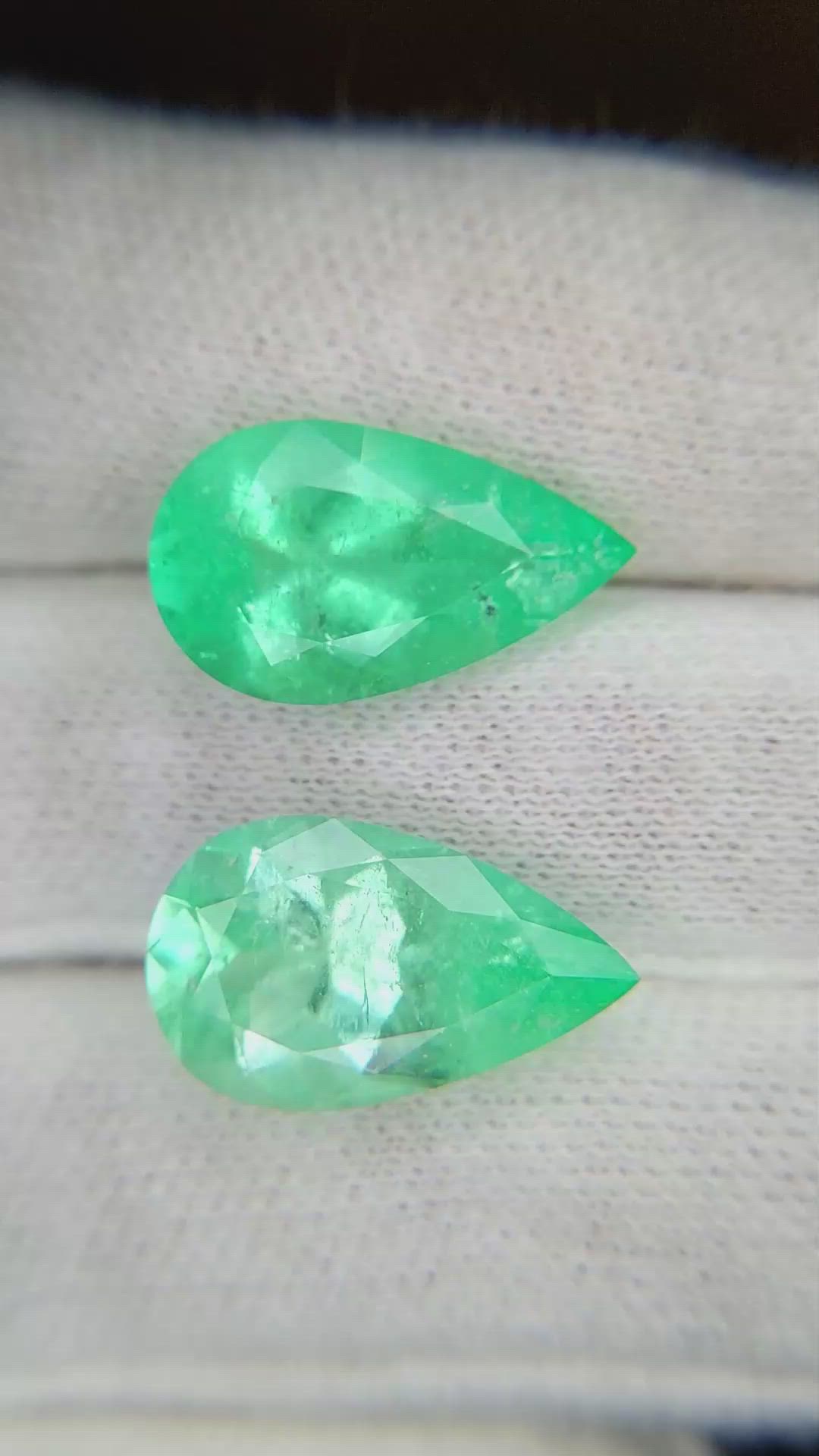 11.86 Ct.Tw.Total Carat Weight Emerald Pair from Colombia Size Video