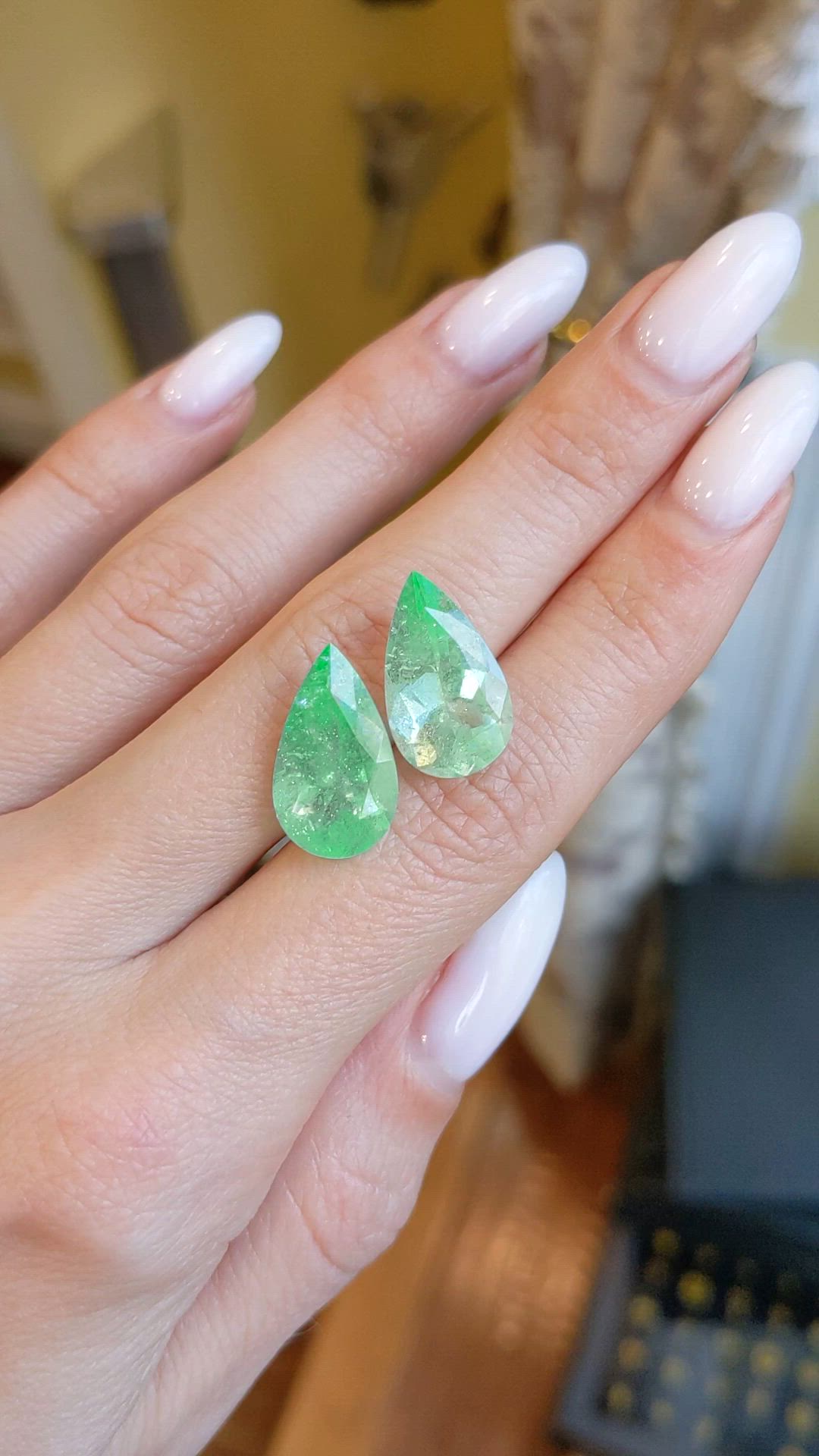 11.86 Ct.Tw.Total Carat Weight Emerald Pair from Colombia Size Video