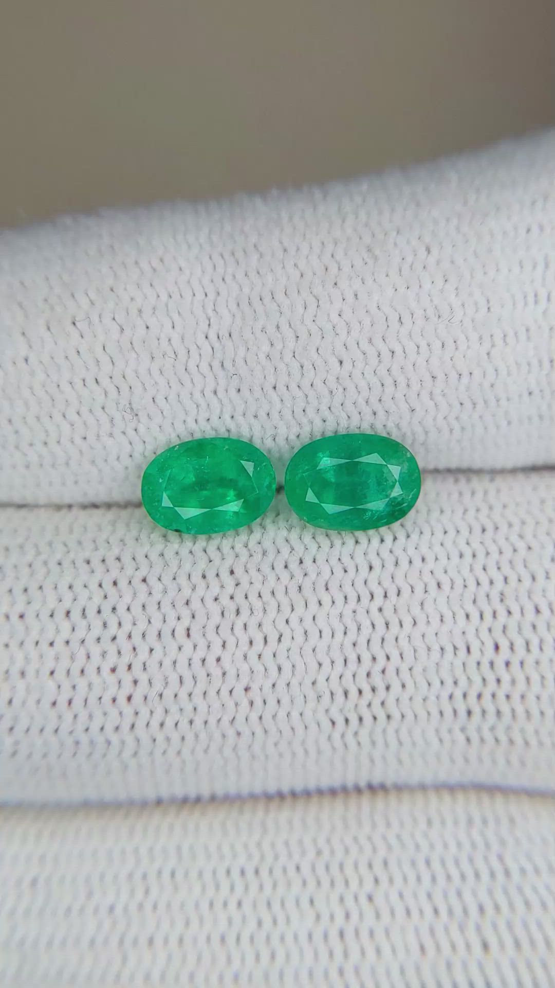 1.69 Ct.Tw.Total Carat Weight Emerald Pair from Brazil Size Video