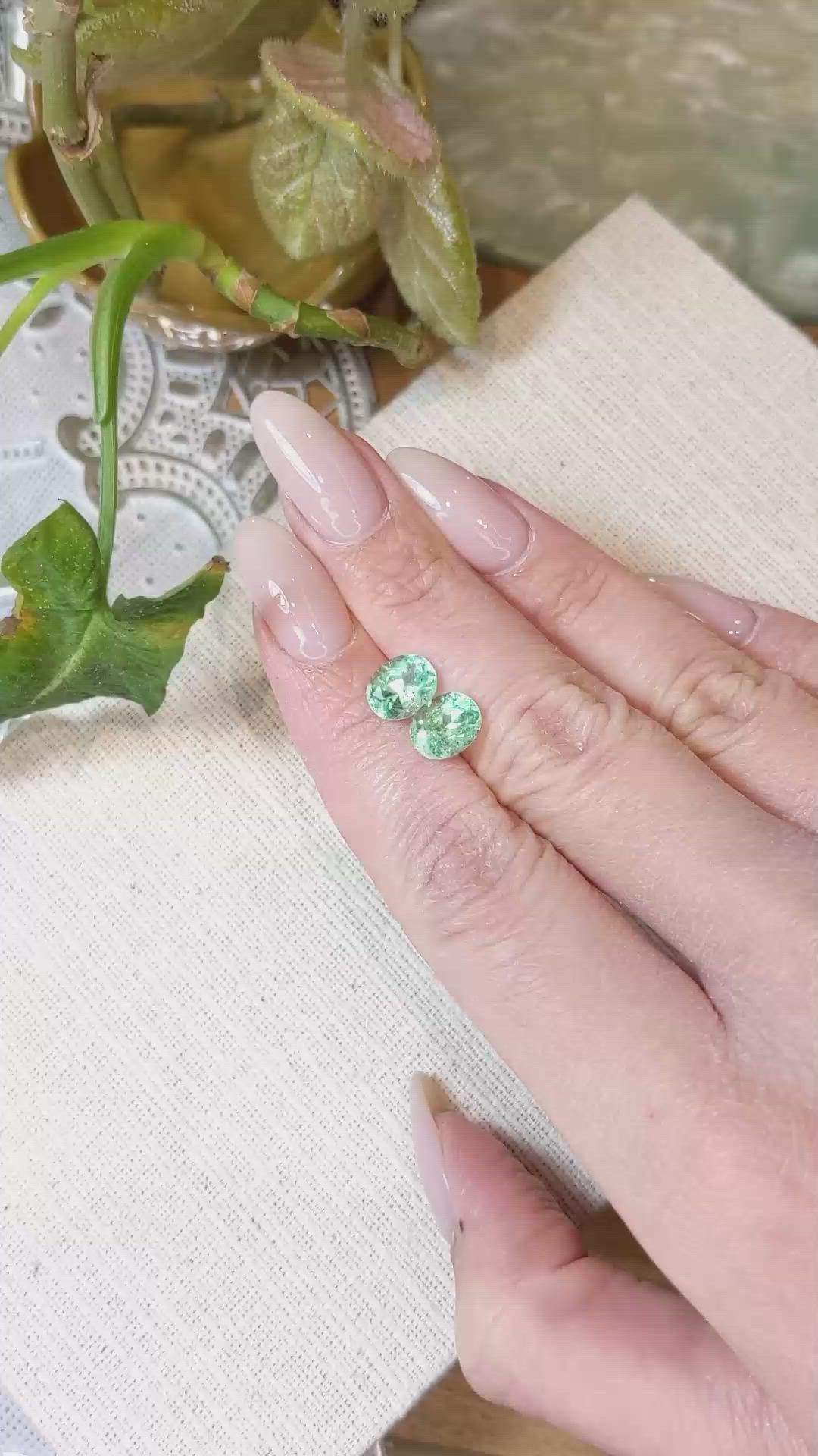 3.46&nbsp;Ct.Tw.Total Carat Weight Emerald Pair from Colombia Size Video