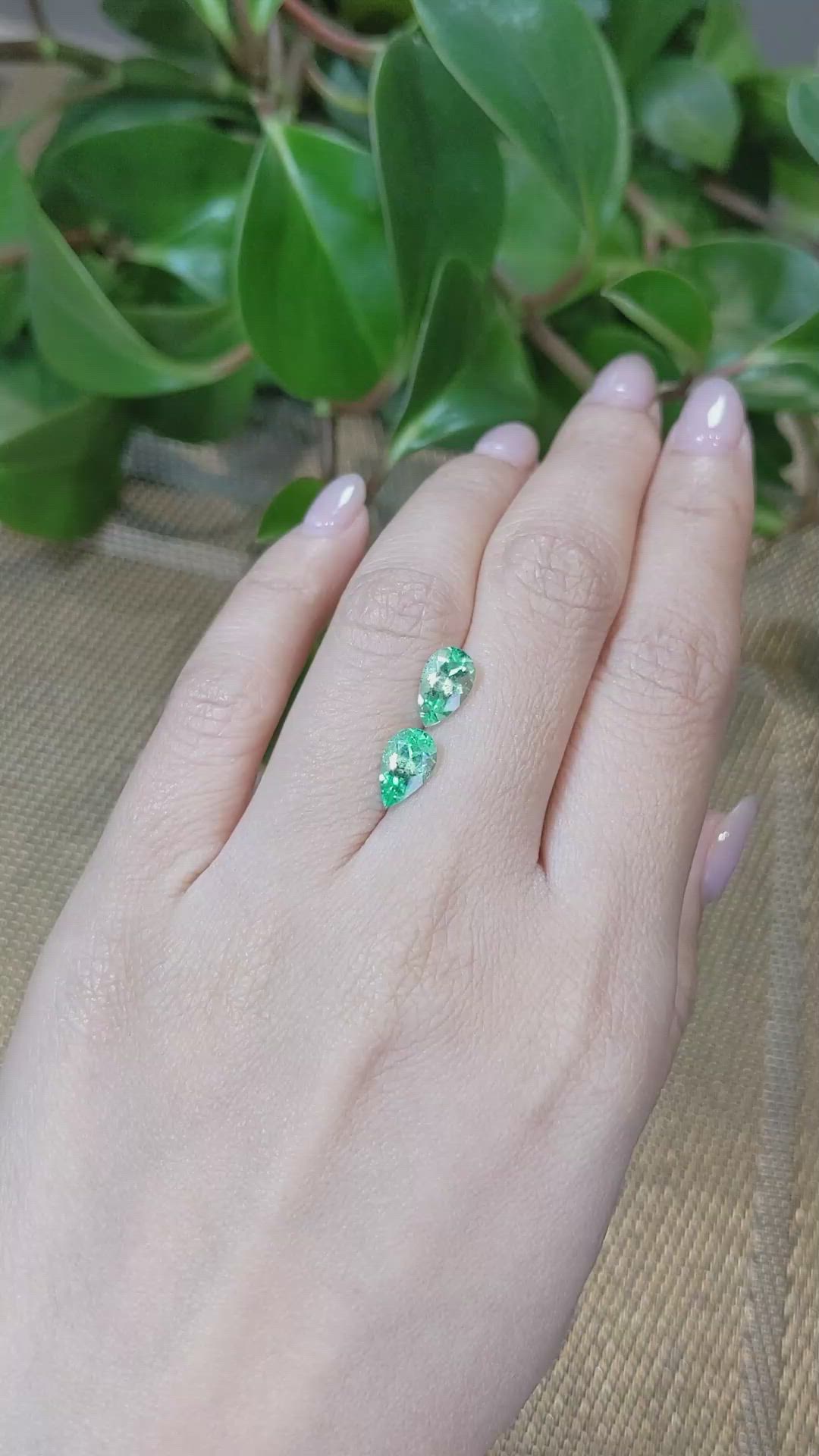 2.32&nbsp;Ct.Tw.Total Carat Weight Emerald Pair from Colombia Size Video