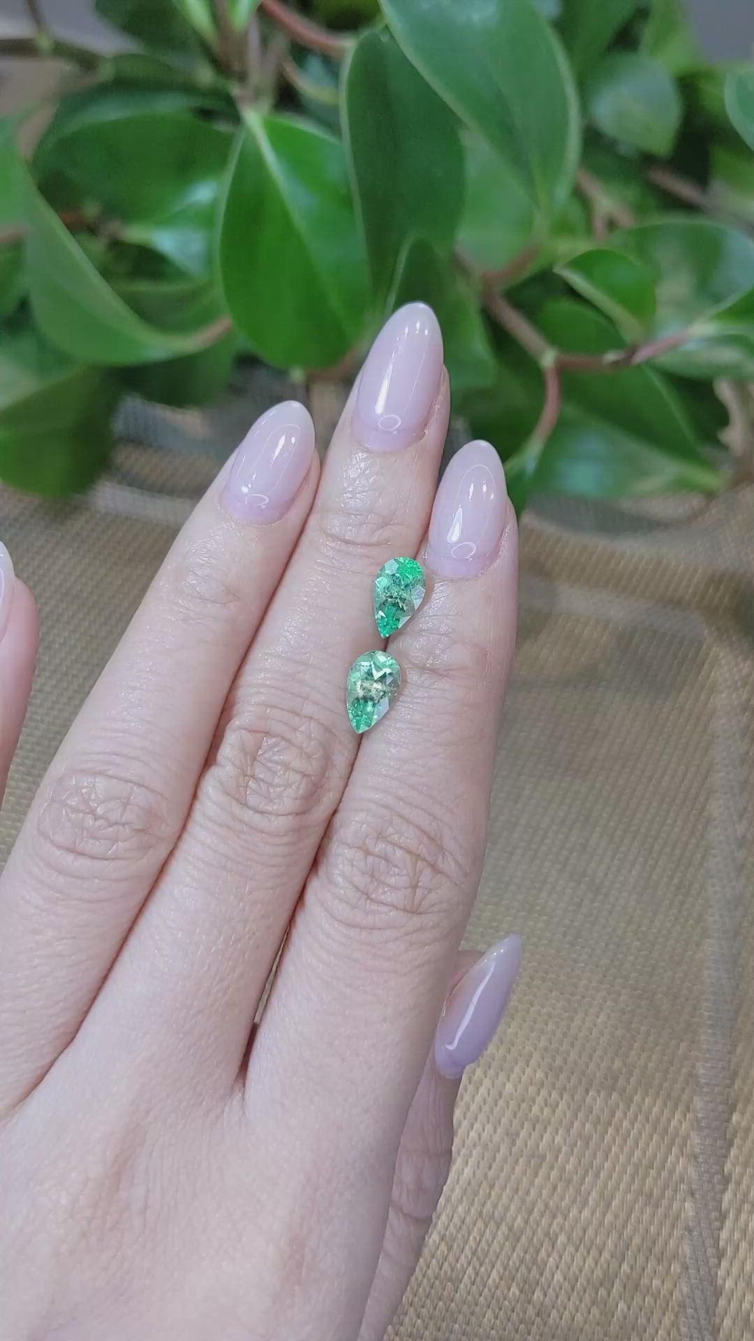 2.32&nbsp;Ct.Tw.Total Carat Weight Emerald Pair from Colombia Size Video