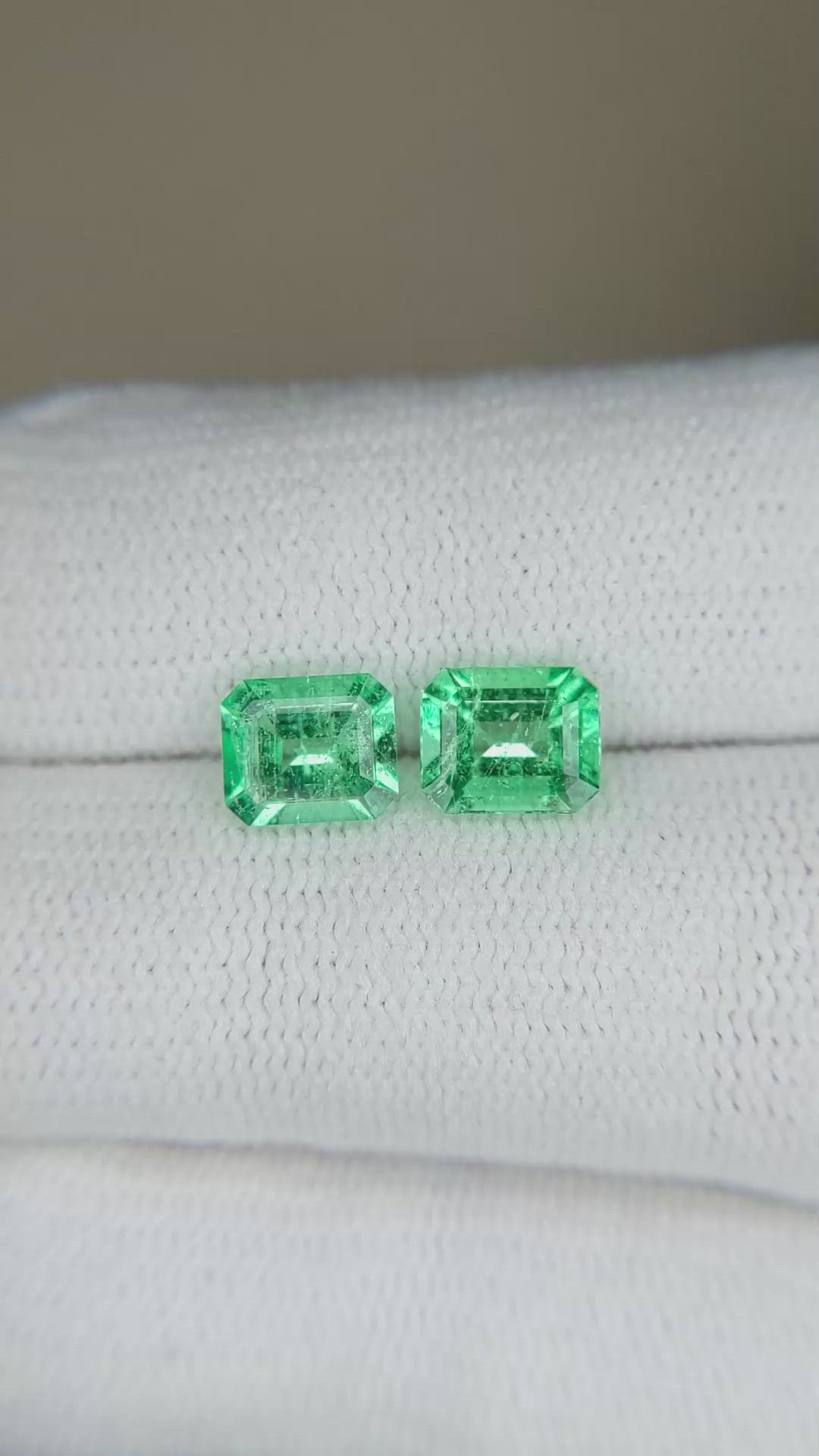 1.45 Ct.Tw.Total Carat Weight Emerald Pair from Colombia Size Video