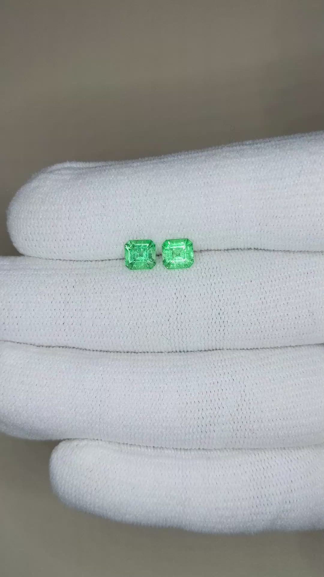 1.22&nbsp;Ct.Tw.Total Carat Weight Emerald Pair from Colombia Size Video