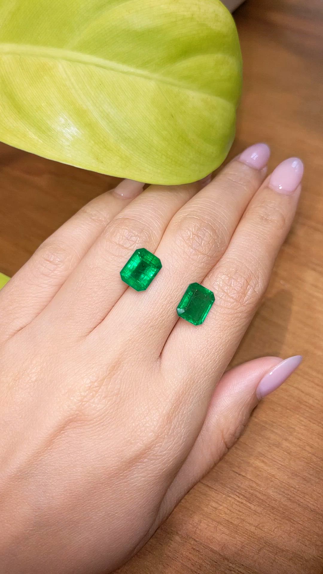 7.30 Ct.Tw.Total Carat Weight Emerald Pair from Brazil Size Video