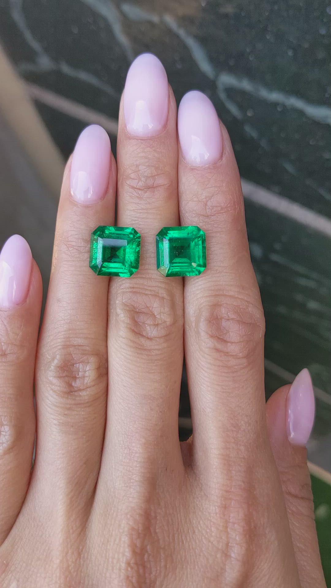 8.85&nbsp;Ct.Tw.Total Carat Weight Emerald Pair from Zambia Size Video