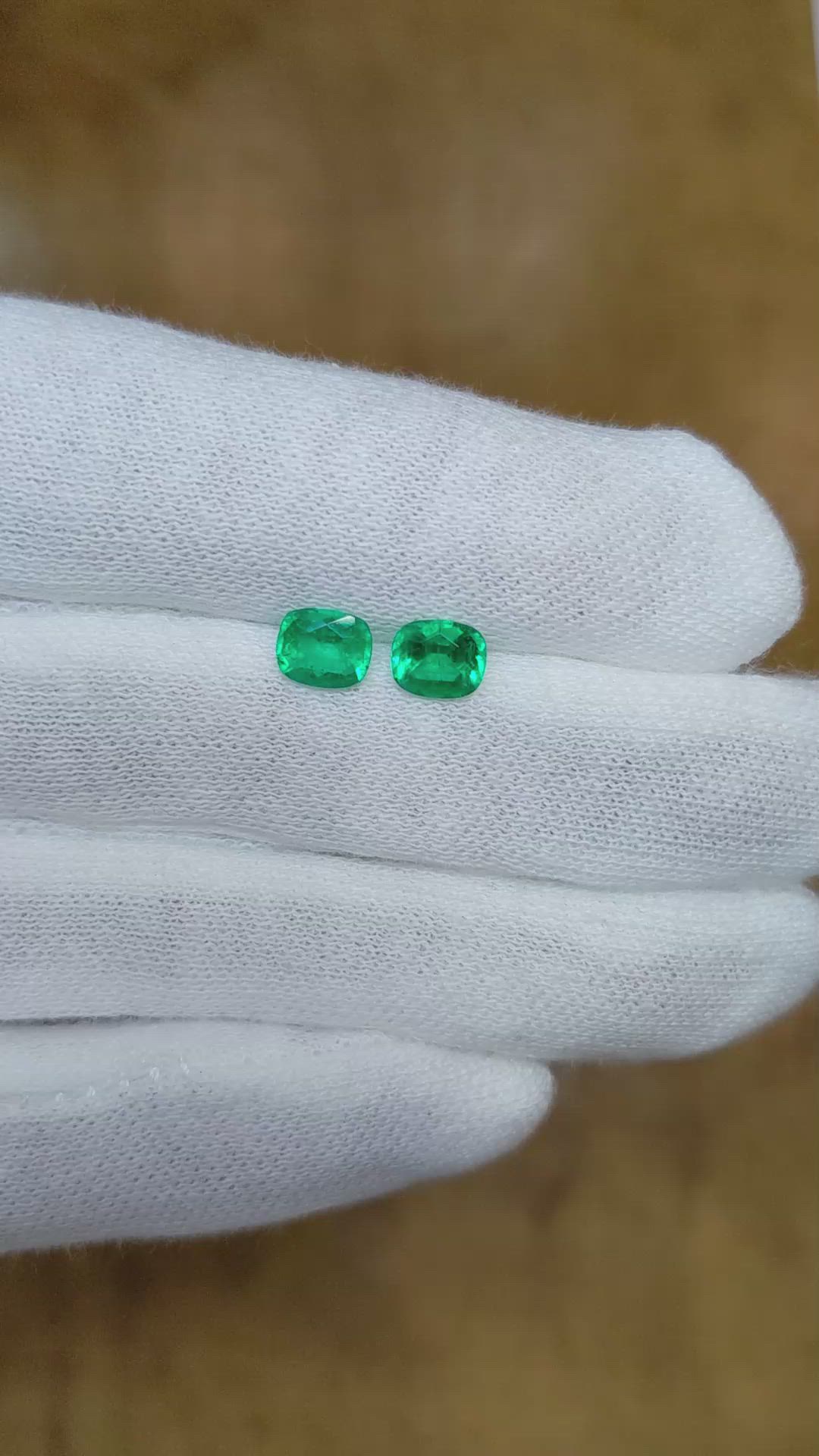 1.22 Ct.Tw.Total Carat Weight Emerald Pair from Afghanistan Size Video