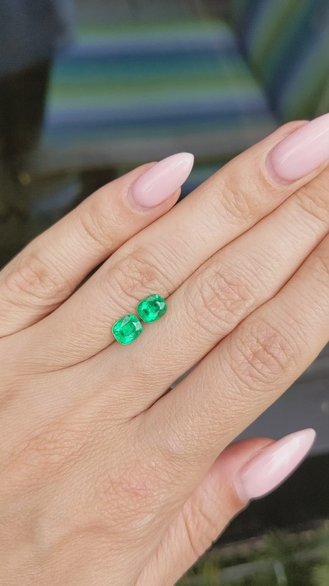 1.22 Ct.Tw.Total Carat Weight Emerald Pair from Afghanistan Size Video
