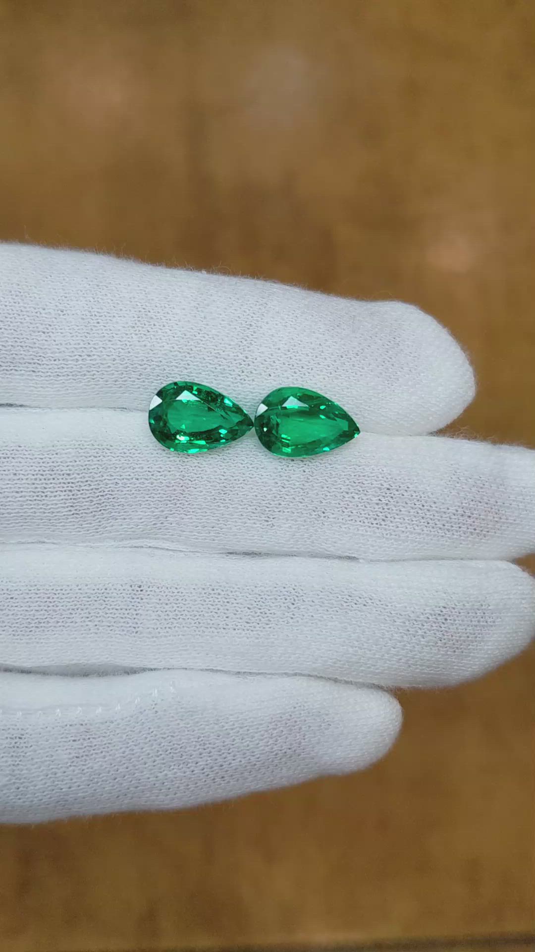 6.08 Ct.Tw.Total Carat Weight Emerald Pair from Zambia Size Video