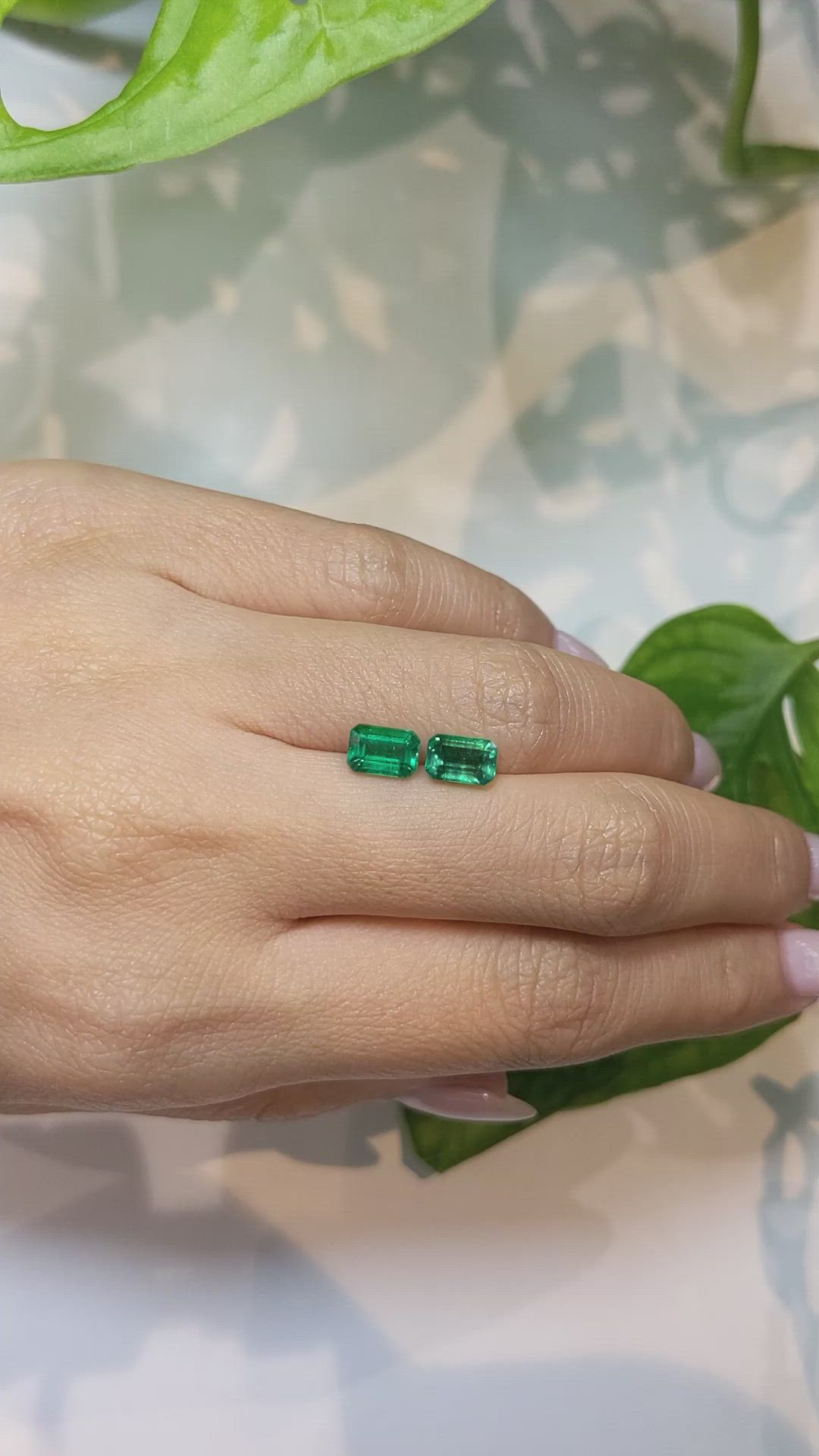 2.09 Ct.Tw.Total Carat Weight Emerald Pair from Zambia Size Video