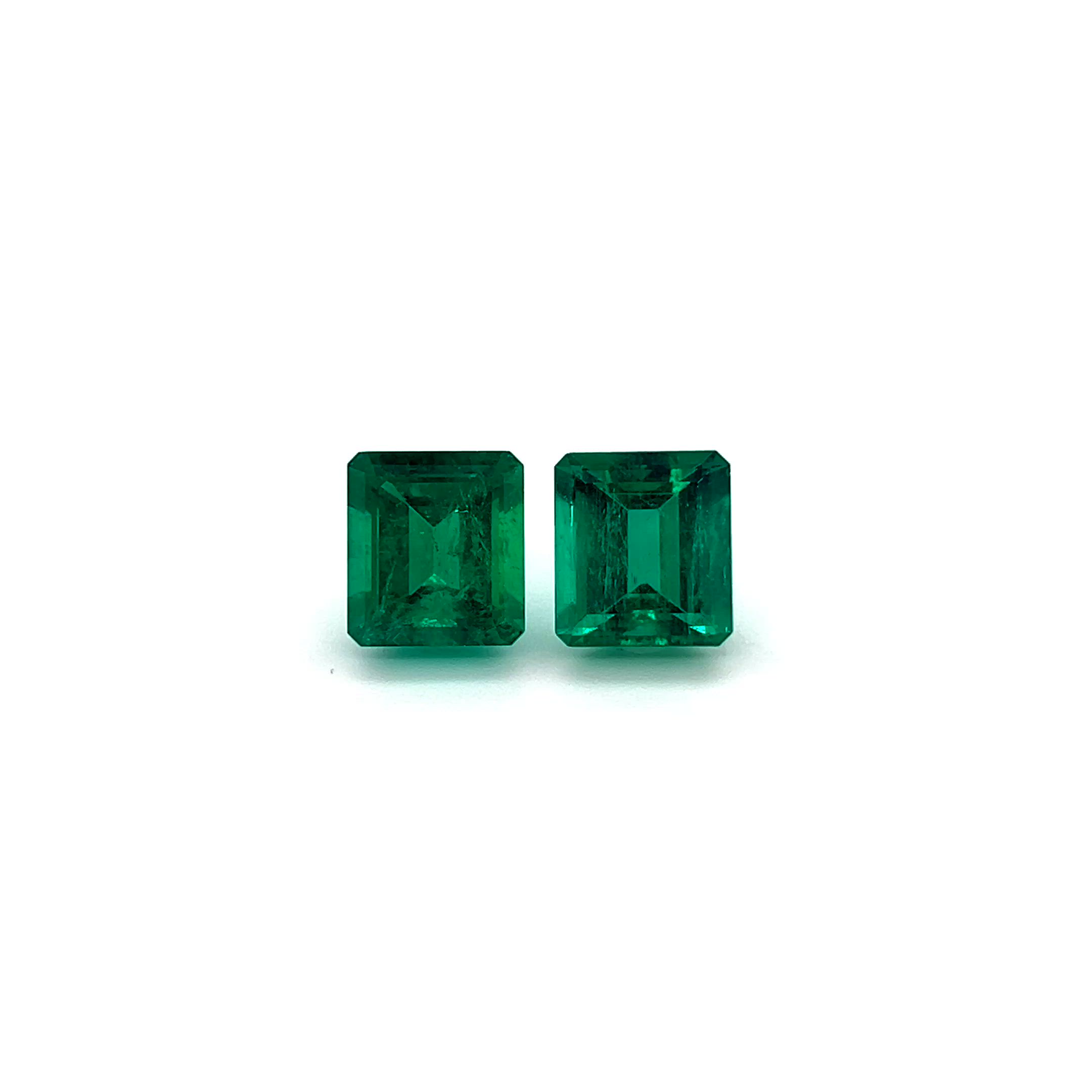 7.15 Ct.Tw.Total Carat Weight Emerald Pair from Colombia Size Video